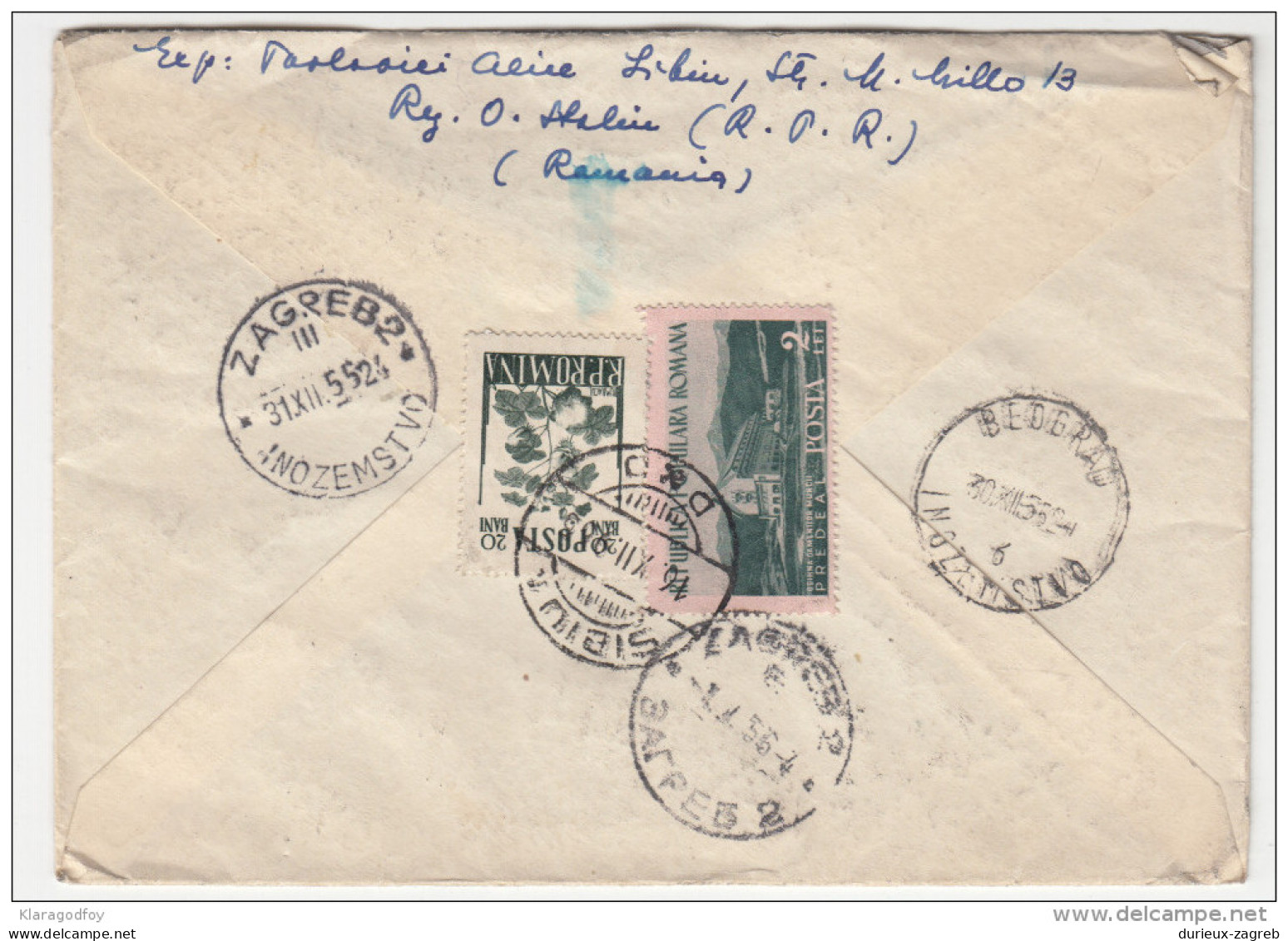 Romania 2 registered letters travelled 1956 & 1959 Sibiu to Zagreb with contents *b160920