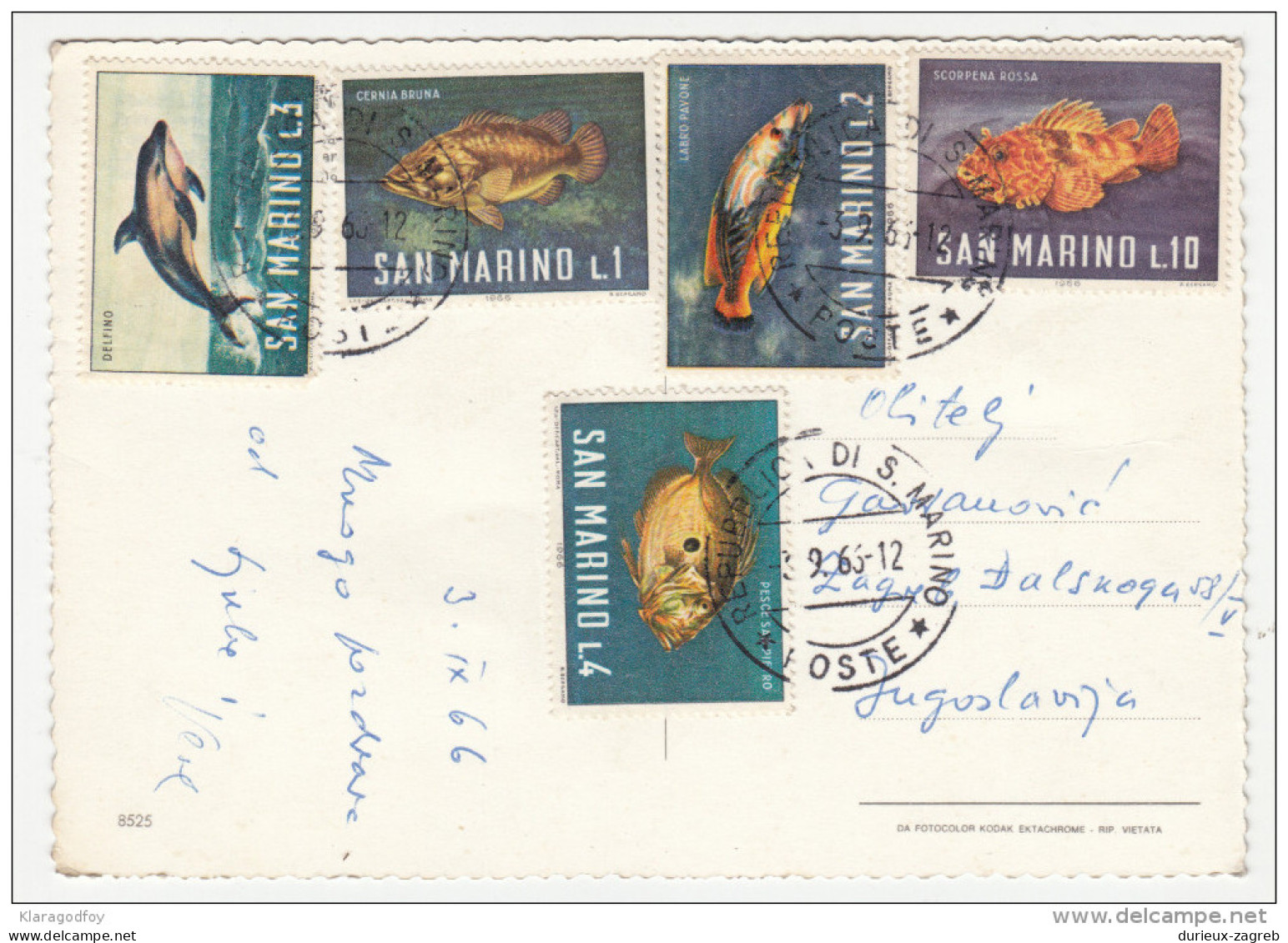 San Marino stamps on 5 travelled postcards 1966-1973 16IXB20