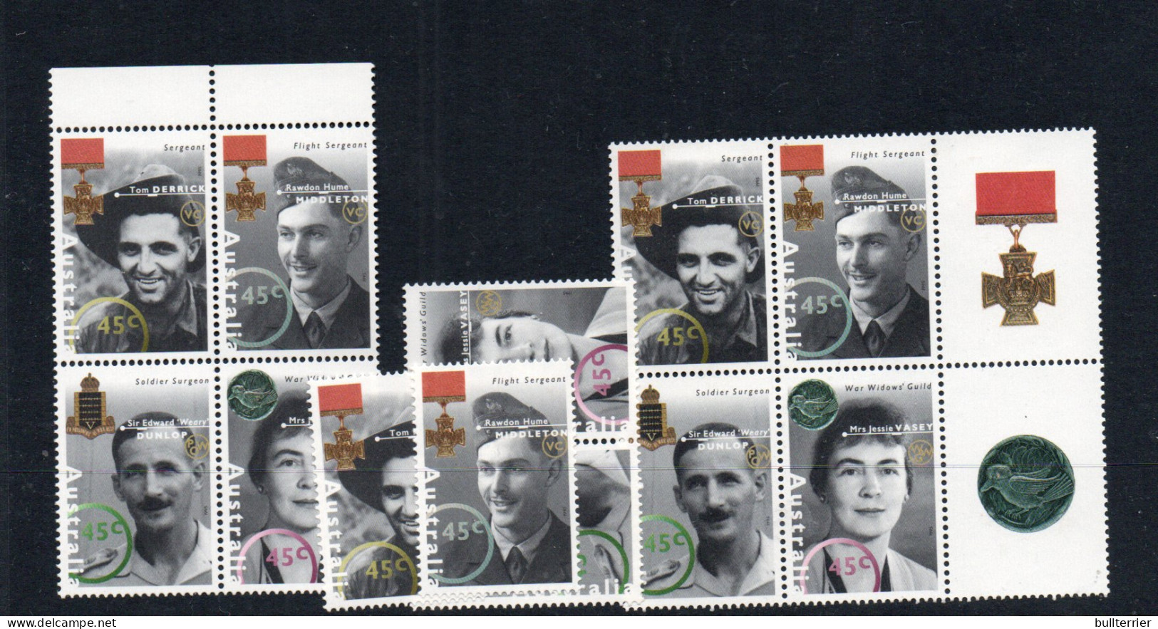 AUSTRALIA - 1995 - WW2 HEROES SET OF 4 X 3 MINT NEVER HINGED  - Mint Stamps