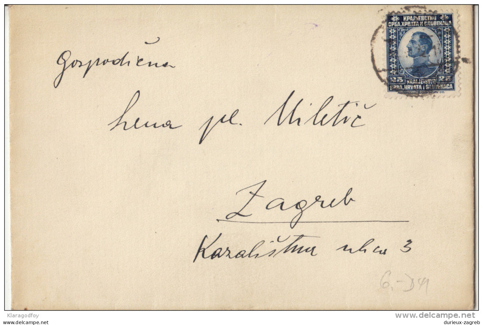 Yugoslavia Letter Cover Travelled 192? To Zagreb Bb161011 - Andere & Zonder Classificatie