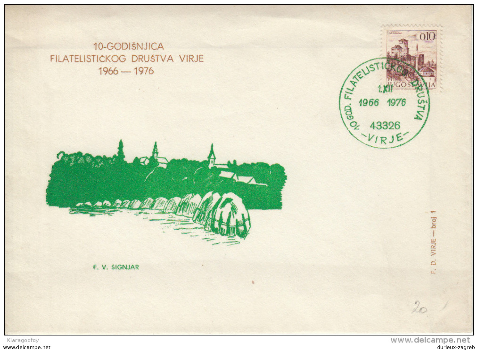 10 Years Of Philatelic Society Of Virje Illustrated Special Letter Cover & Postmark 1976 Bb161011 - Brieven En Documenten