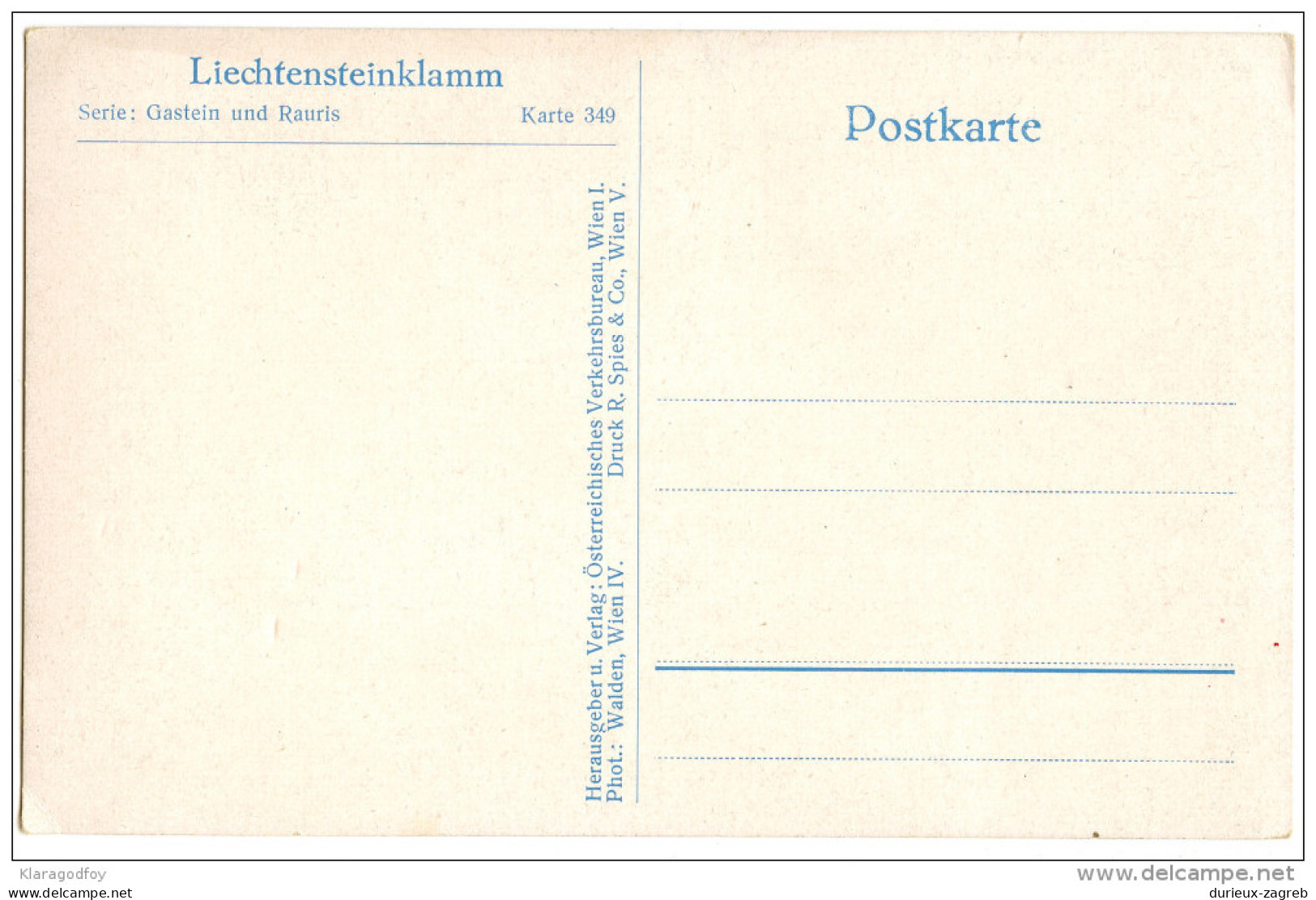 Liechtensteinklamm Old Vintage Unused Postcard Bb - St. Johann Im Pongau