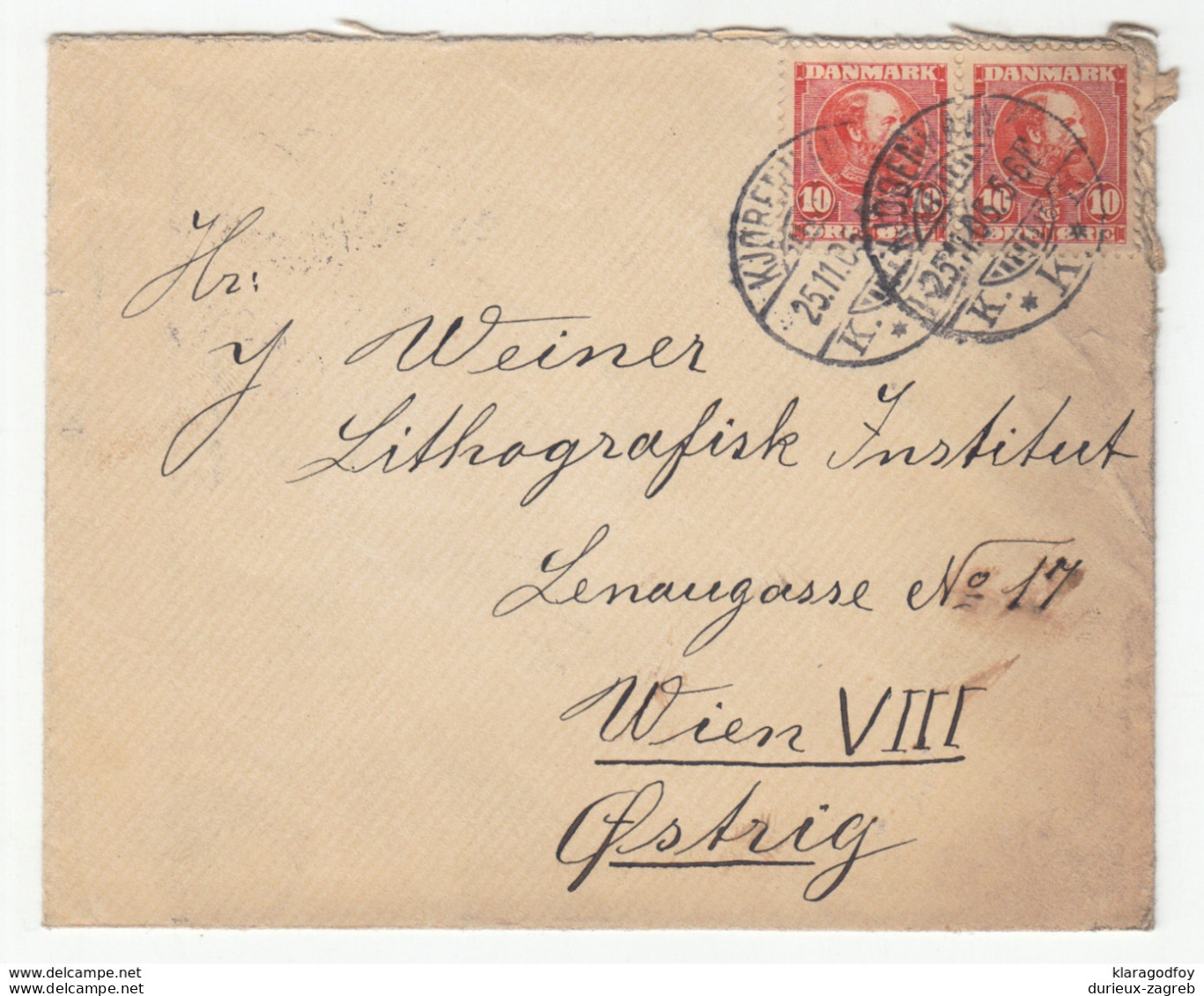 Denmark Letter Cover Posted 1905 To Wien B191114 - Covers & Documents