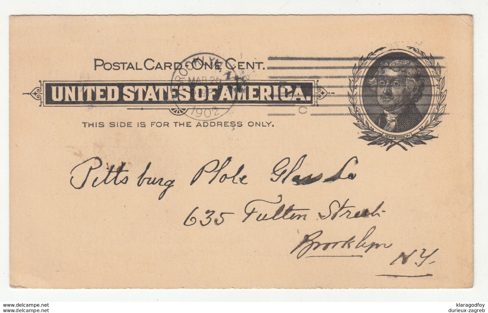 M.C. Rush, NY Preprinted Postal Stationery Postcard Travelled 1902 B190701 - 1901-20