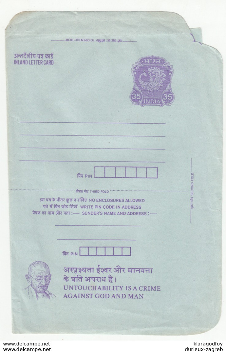 India Gandhi Illustrated Inland Letter Card Unused B191210 - Inland Letter Cards