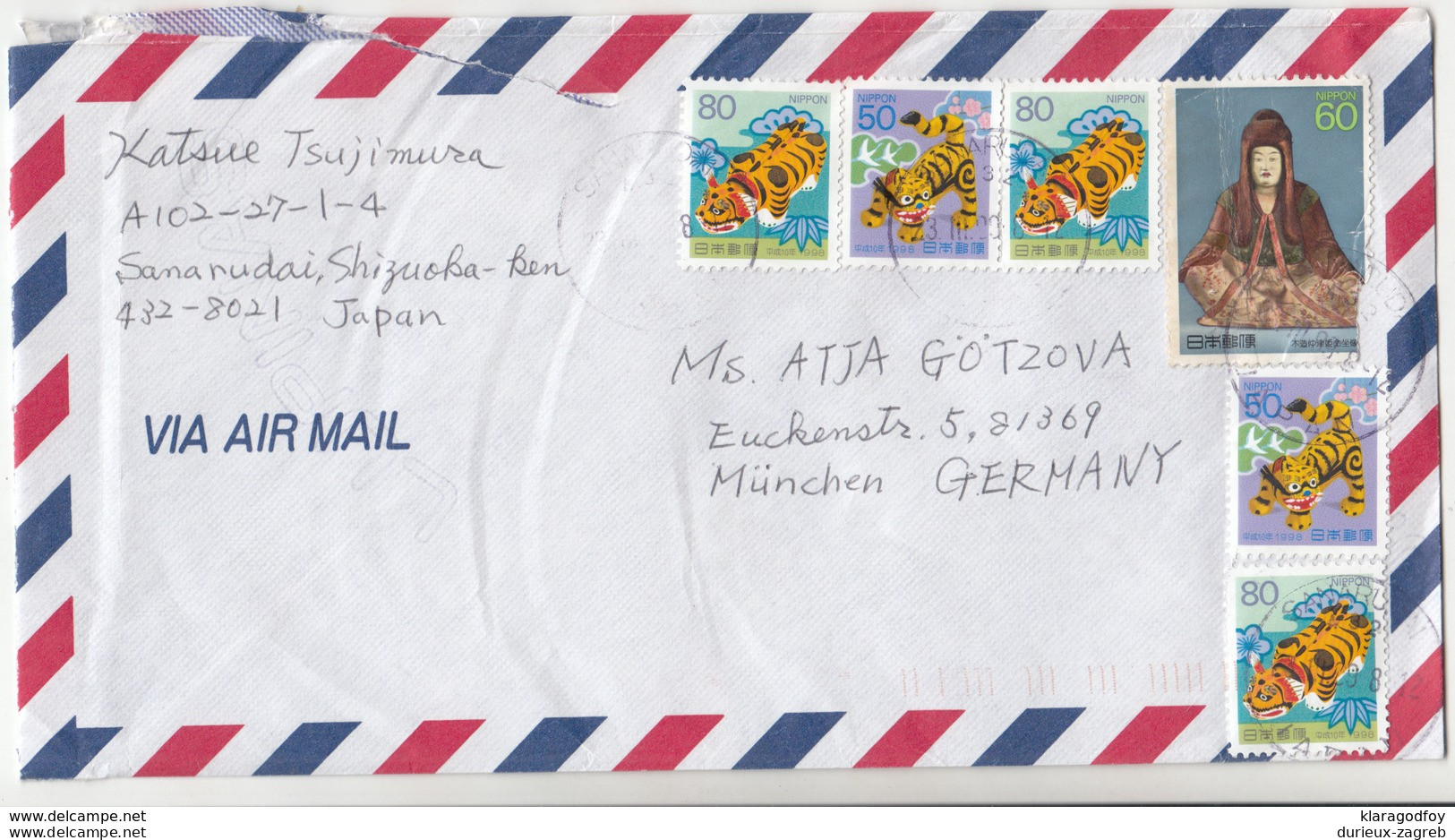 Japan Air Mail Letter Cover Posted 1998? To Germany B191210 - Lettres & Documents