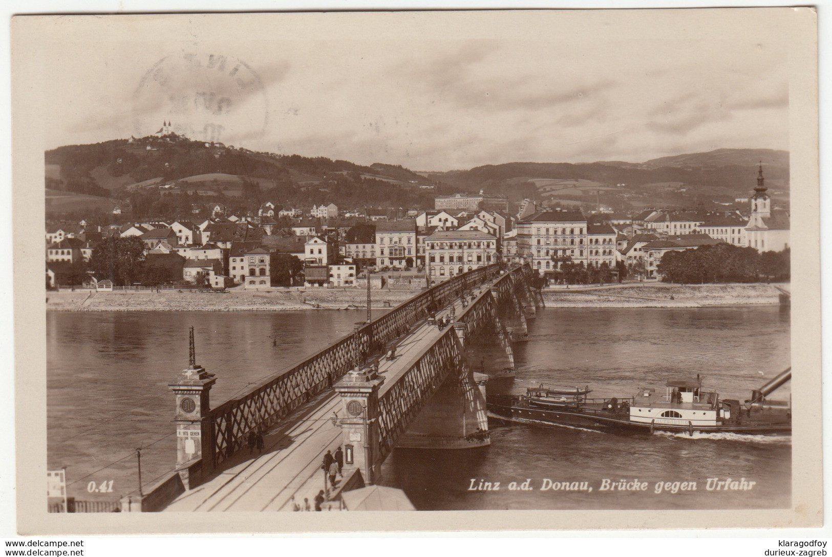 Linz An Der Donau, Brücke Gegen Urfahr Old Postcard Travelled 1930 Linz Pmk B170720 - Linz