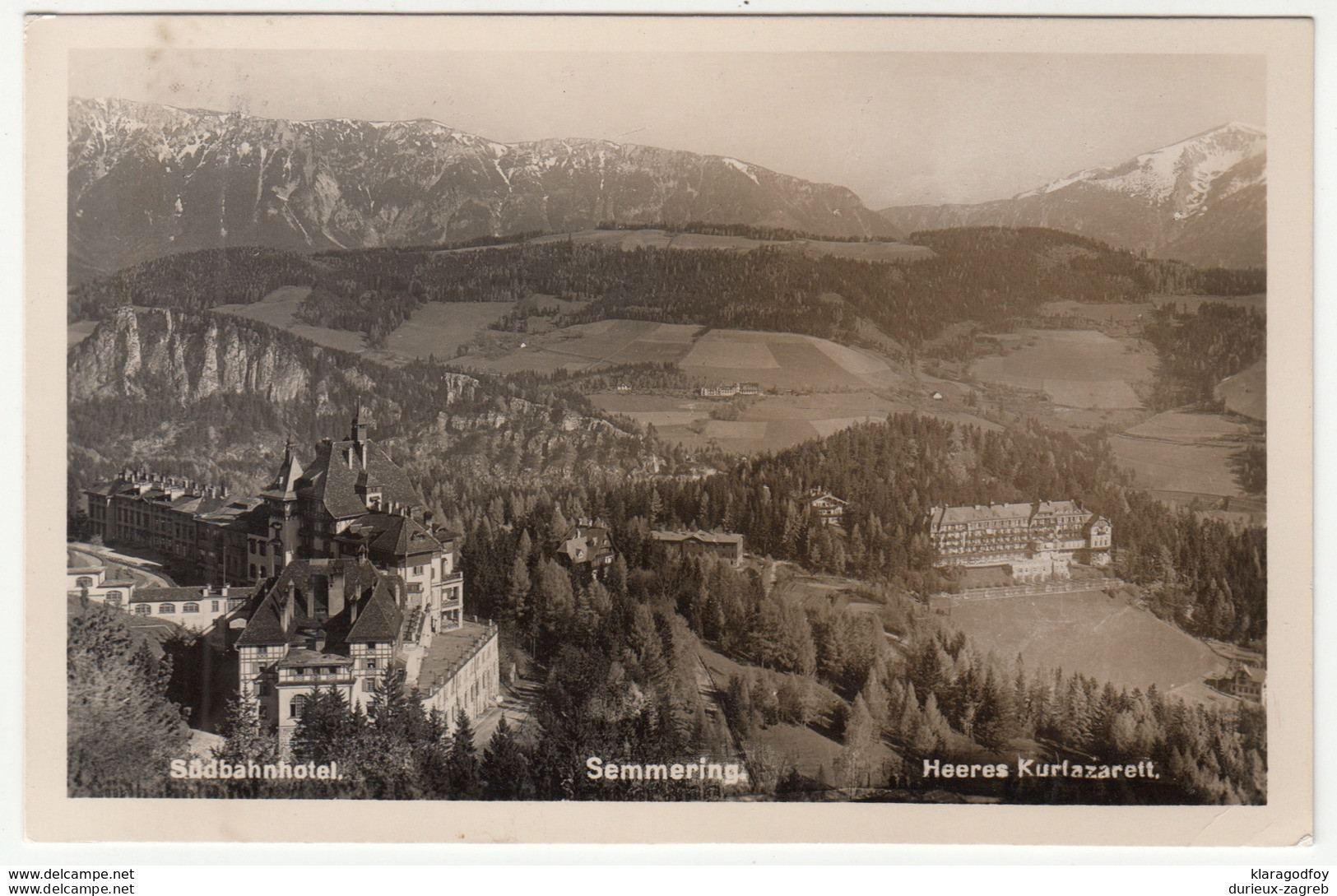 Semmering, Südbahnhotel & Heeres Kurlazarett Old Postcard Travelled 1942 B170720 - Semmering