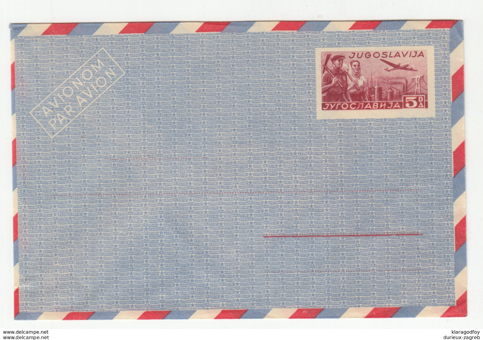 Yugoslavia Postal Stationery Air Mail Letter Cover Unused B190401 - Luftpost