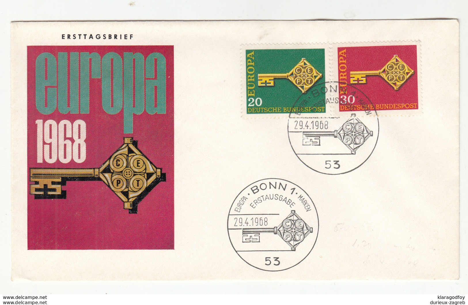 Germany Europa CEPT 1968 FDC B190320 - 1968