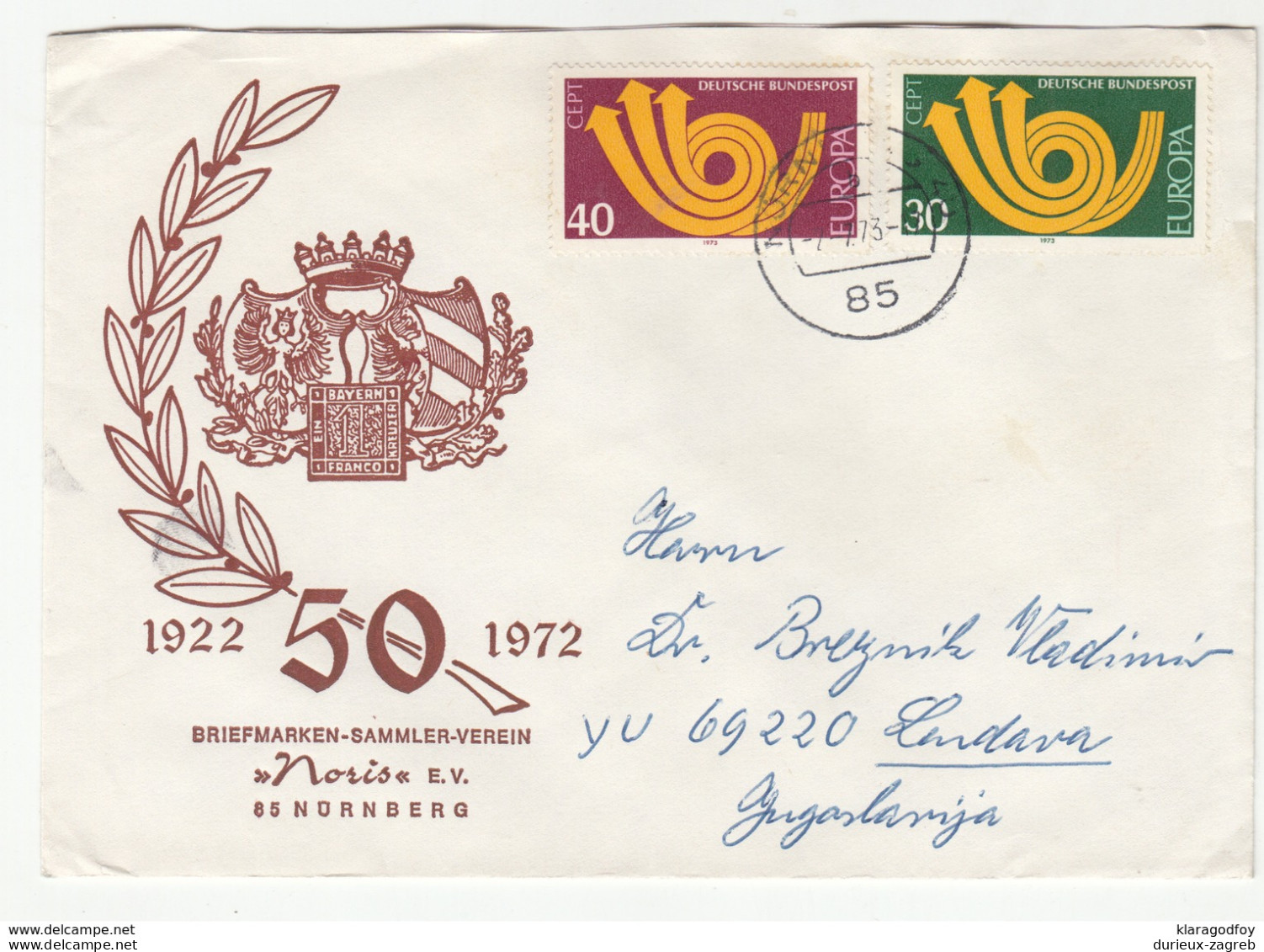 Germany Europa CEPT 1972 Stamps On Noris Illustrated Letter Cover Travelled To Yugoslavia B190320 - 1972