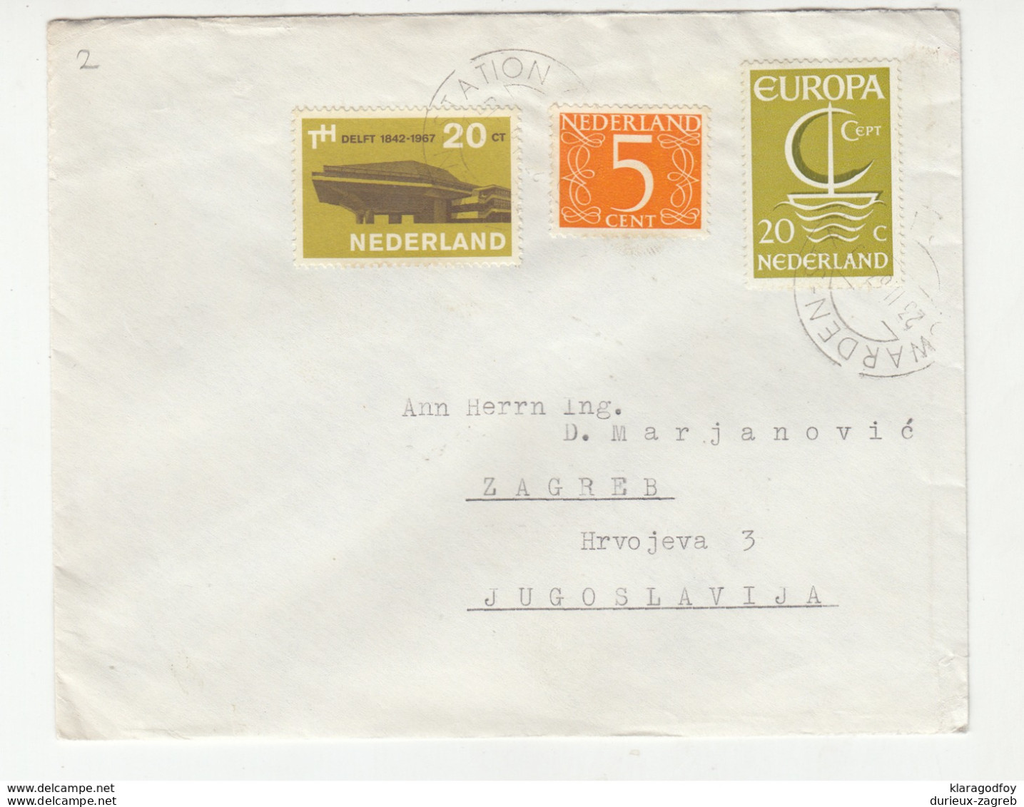Netherlands, Europa-CEPT Stamp On Letter Cover Travelled 1967 Leeuwarden-Station Pmk B190320 - 1967