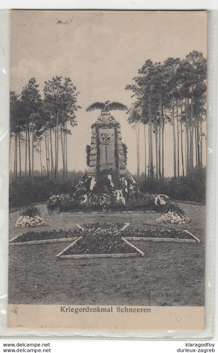 Kriegerdenkmal Schneeren Old Postcard Travelled 1922 To Zagreb B190301 - Neustadt Am Rübenberge