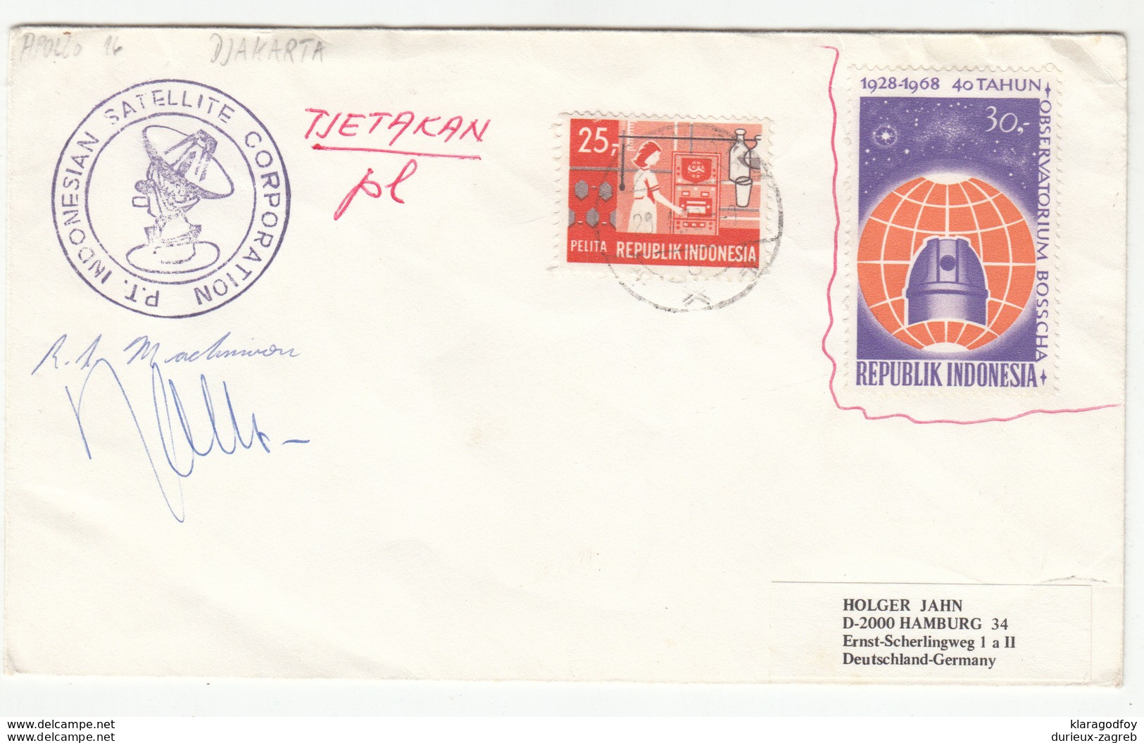 Indonesia, PT Indonesian Satellite Corporation Special Pmk Cover 1972 B180901 - Asien