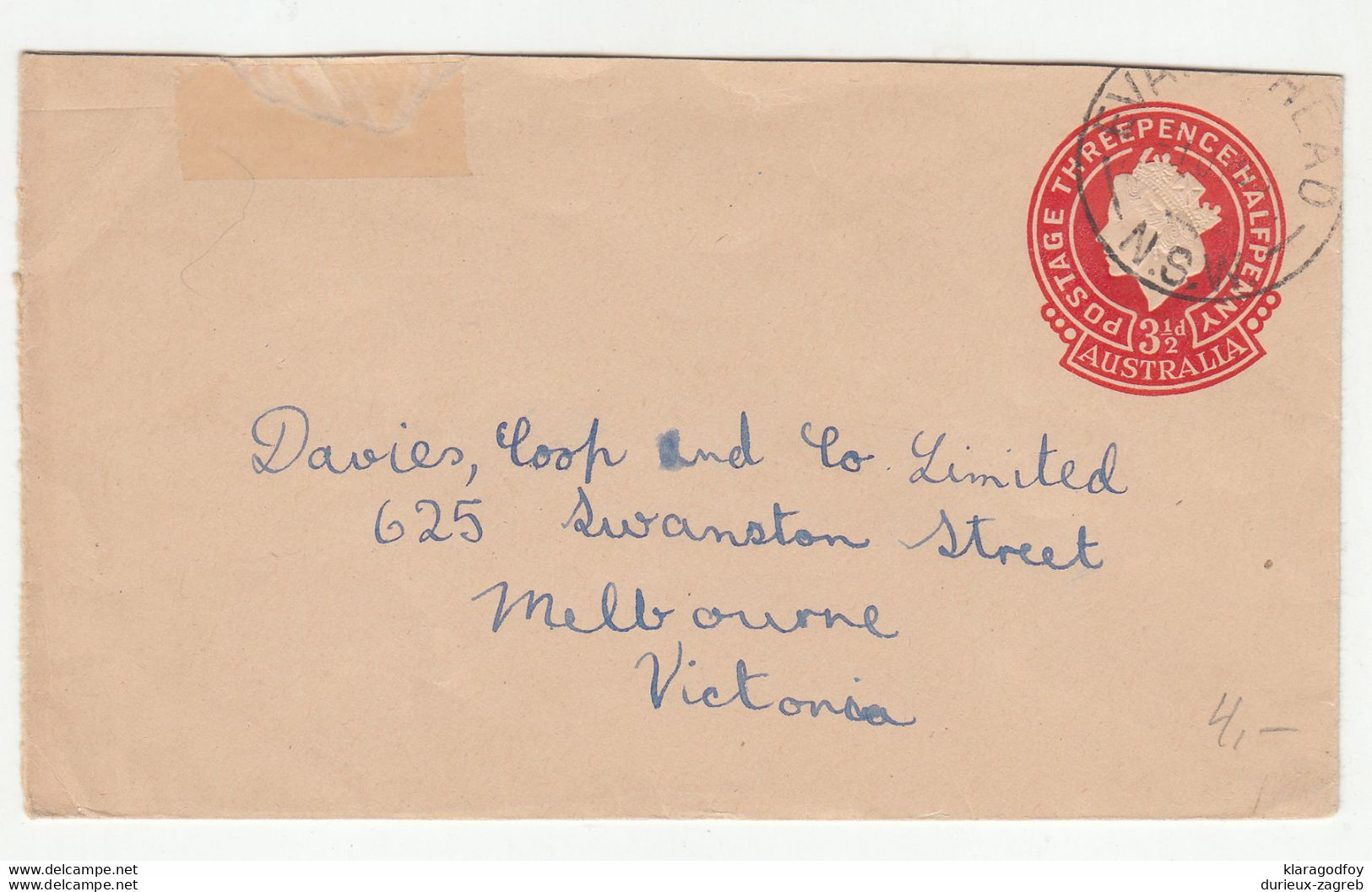 Australia, Postal Stationery Letter Cover Posted 195? B210710 - Postwaardestukken