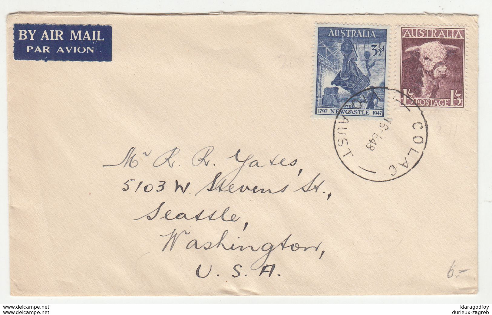 Australia Letter Cover Posted 1948 Colac Pmk B210710 - Brieven En Documenten