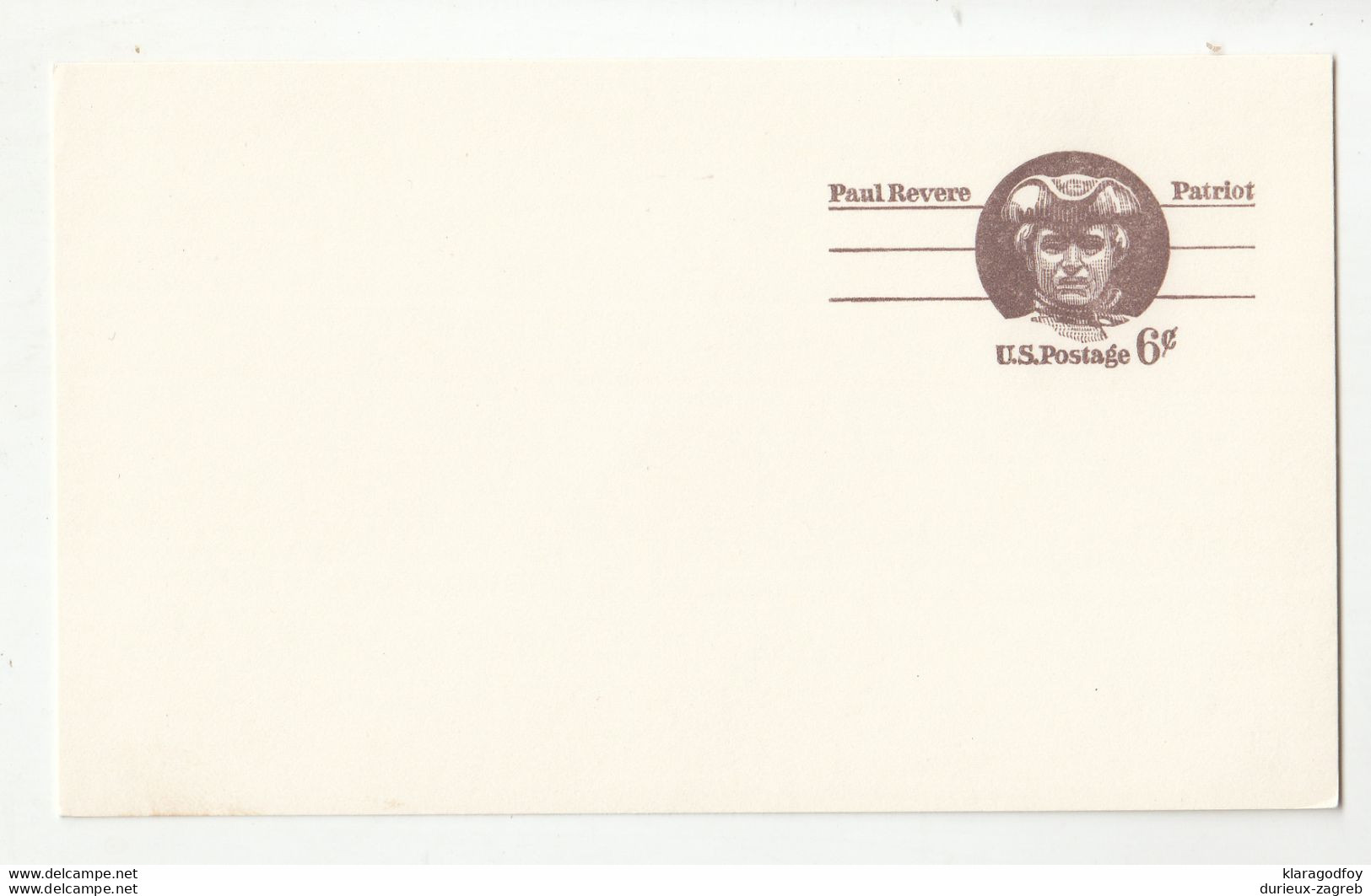 US, Paul Revere Postal Stationery Postal Card Unused B210710 - 1961-80