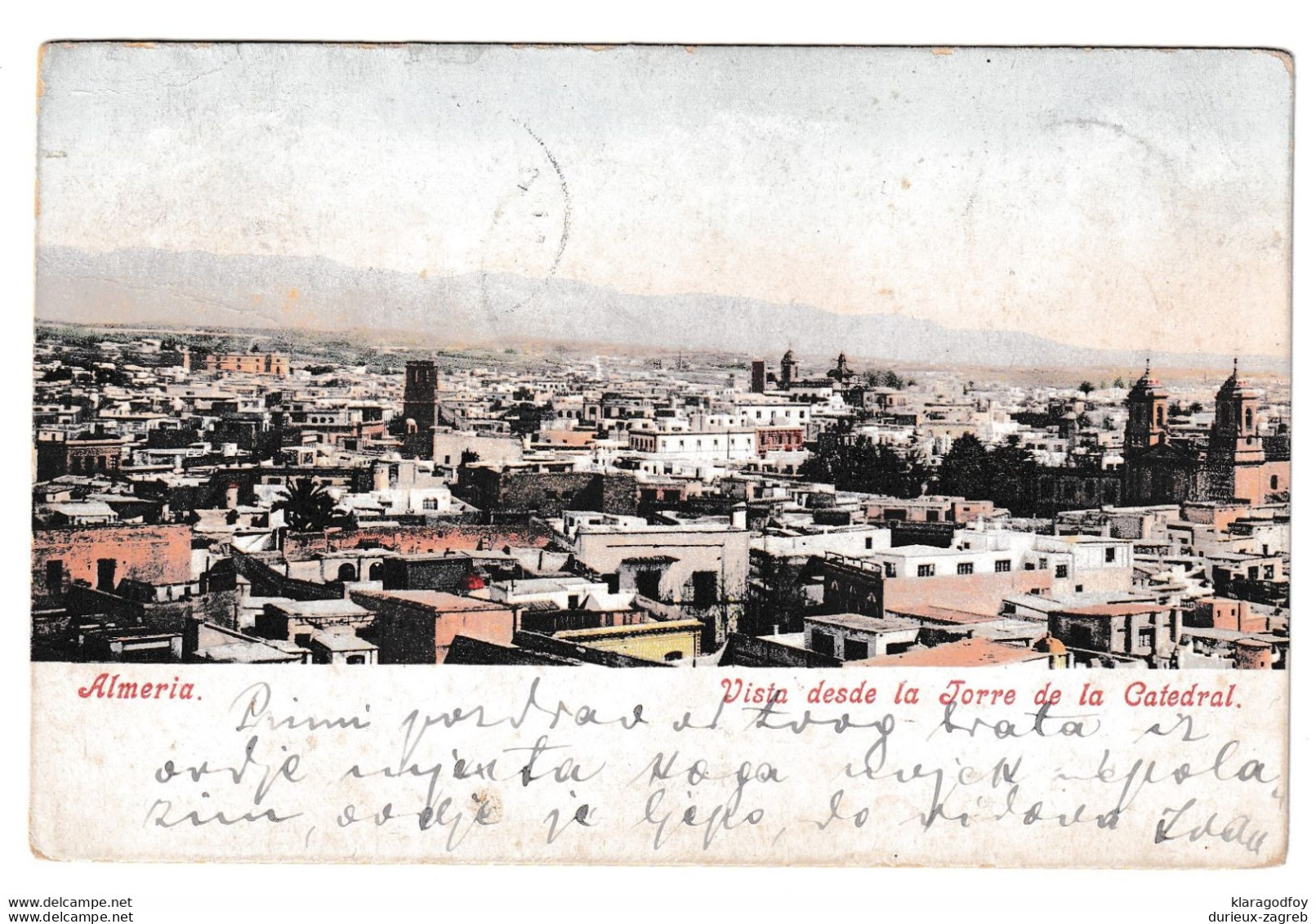 Almería Old Postcard Posted 1907 Almería To Glina B201210 - Almería