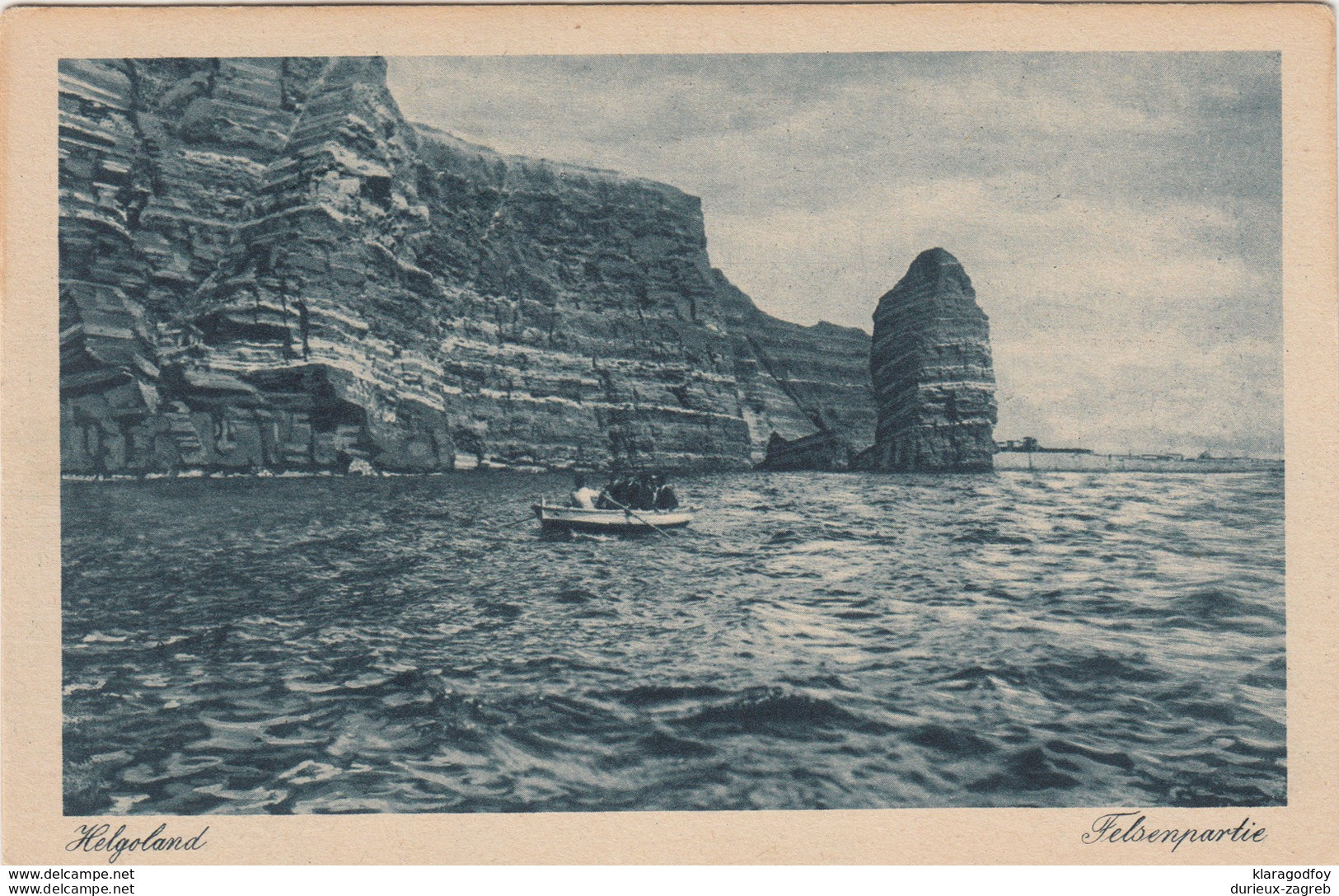 Helgoland, Boat By The Cliffs Old Postcard Unused B170320 - Helgoland