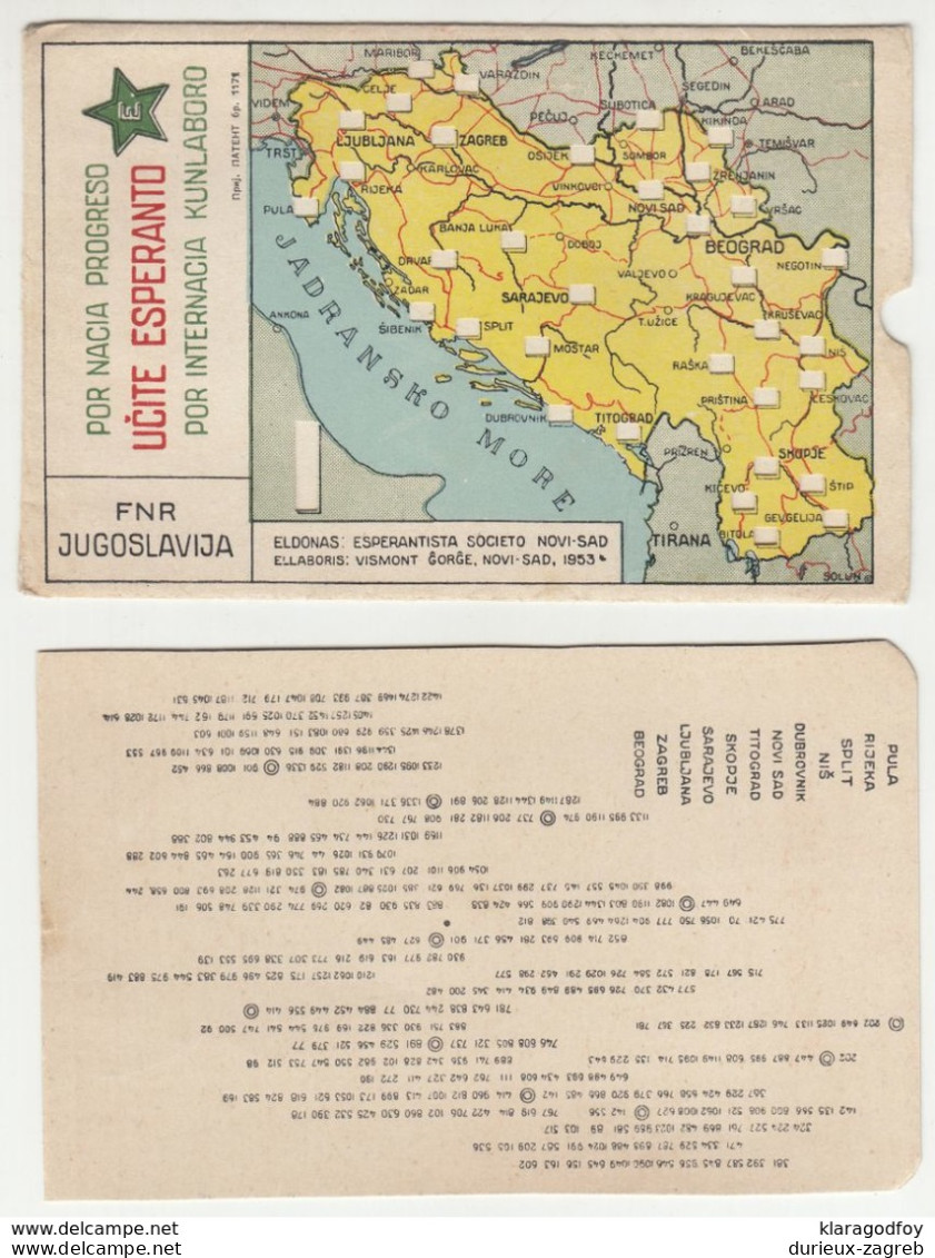 Novi Sad Esperanto Society, Map Of Yugoslavia With Distances Between Cities B200701 - Esperanto