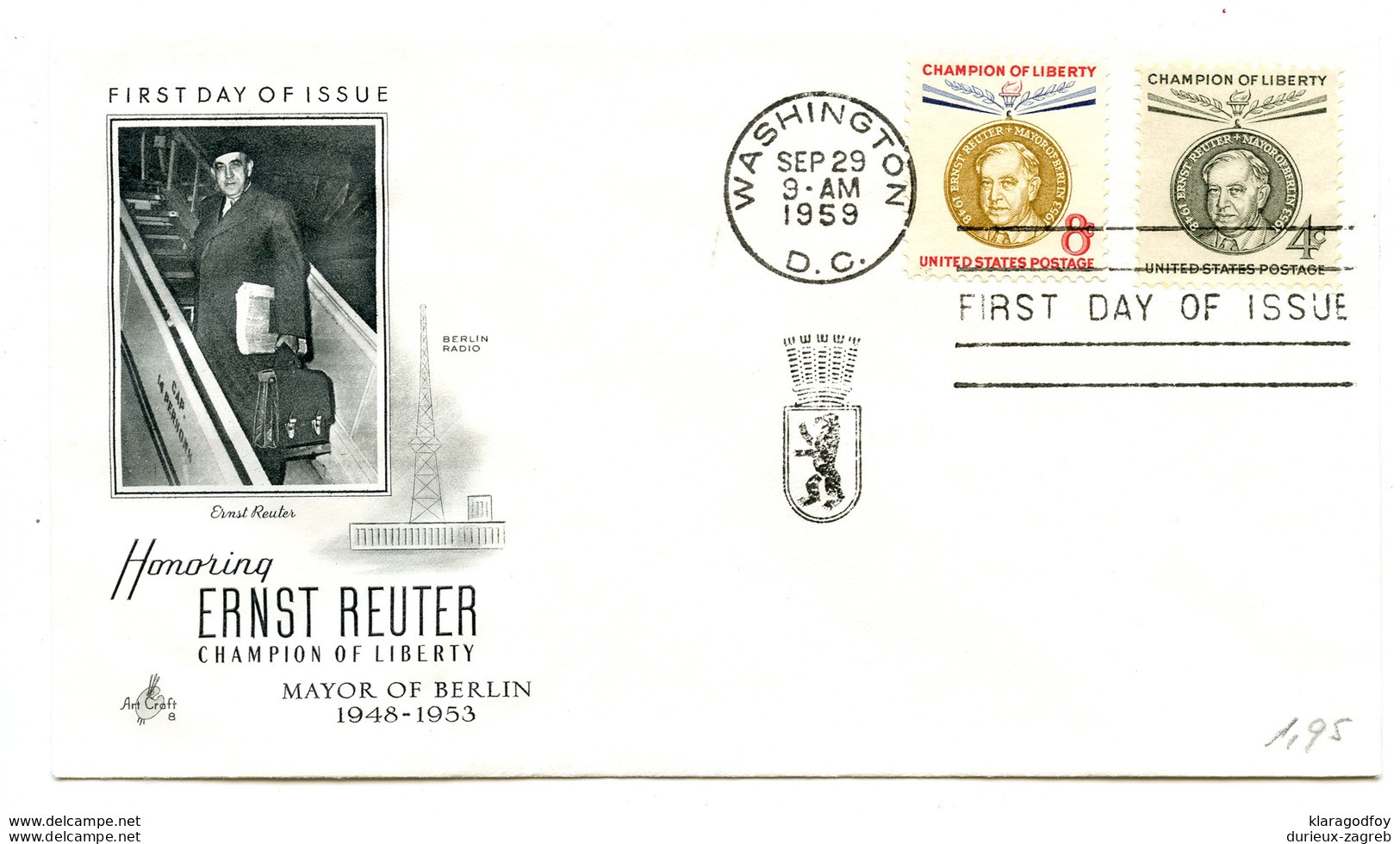 USA 1959 Ernst Reuter FDC 200401 - 1951-1960
