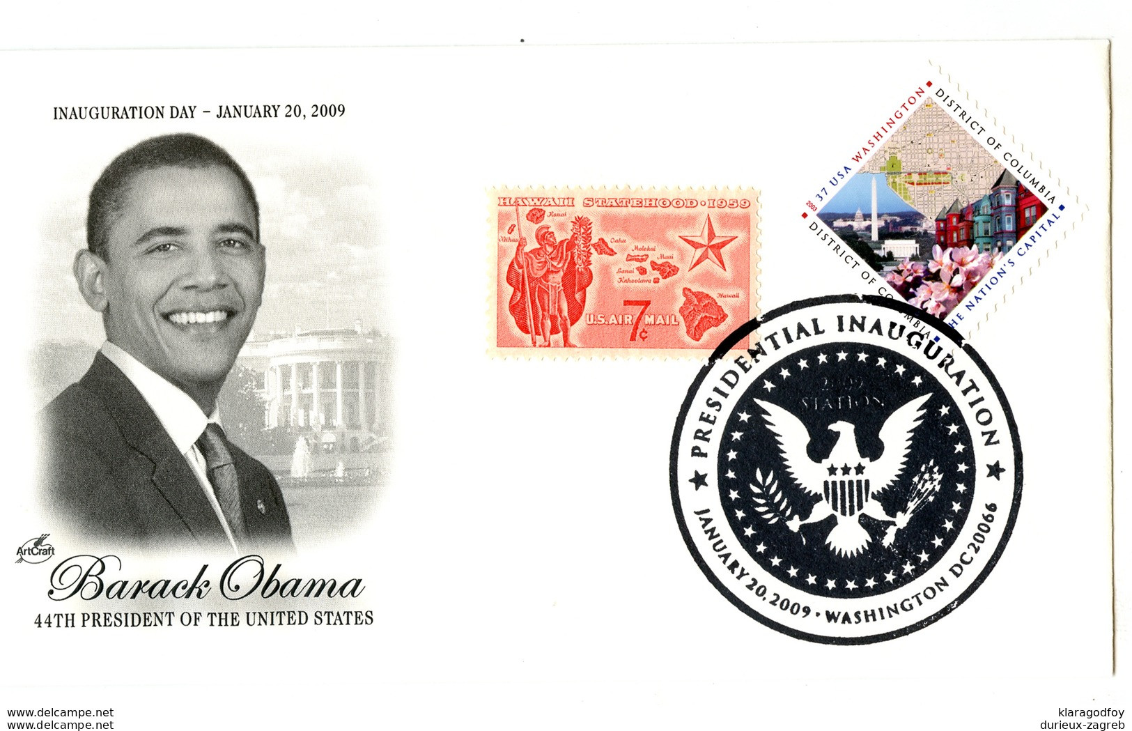 USA 2009 Barack Obama Inauguration Day Special Cover 200401 - Brieven En Documenten