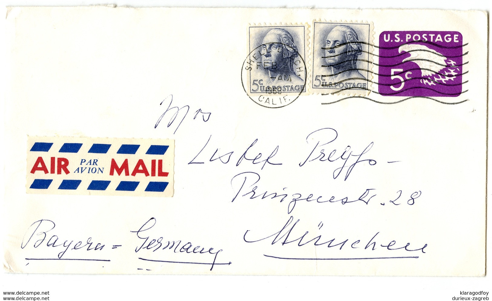 USA Postal Stationery Letter Cover Posted Air Mail 1966 To Germany B200401 - 1961-80
