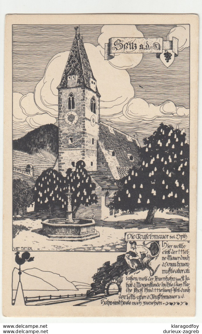 Spitz An Der Donau Old Drawing Postcard Not Posted B200320 - Krems An Der Donau