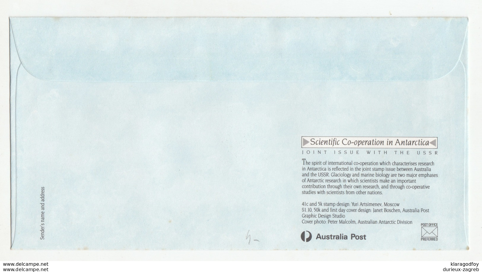 Antarctica 1990 Australia USSR Joint Issue Cover B200320 - Andere & Zonder Classificatie