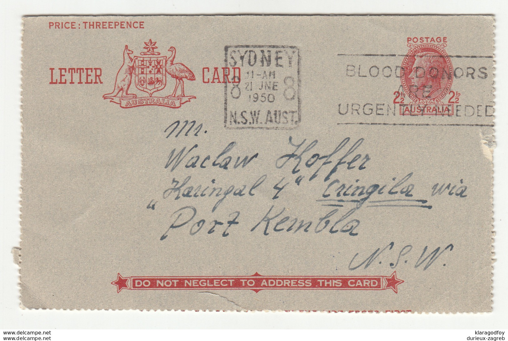 Australia Postal Stationery 4 Letter Cards Posted 1950 B200310 - Entiers Postaux