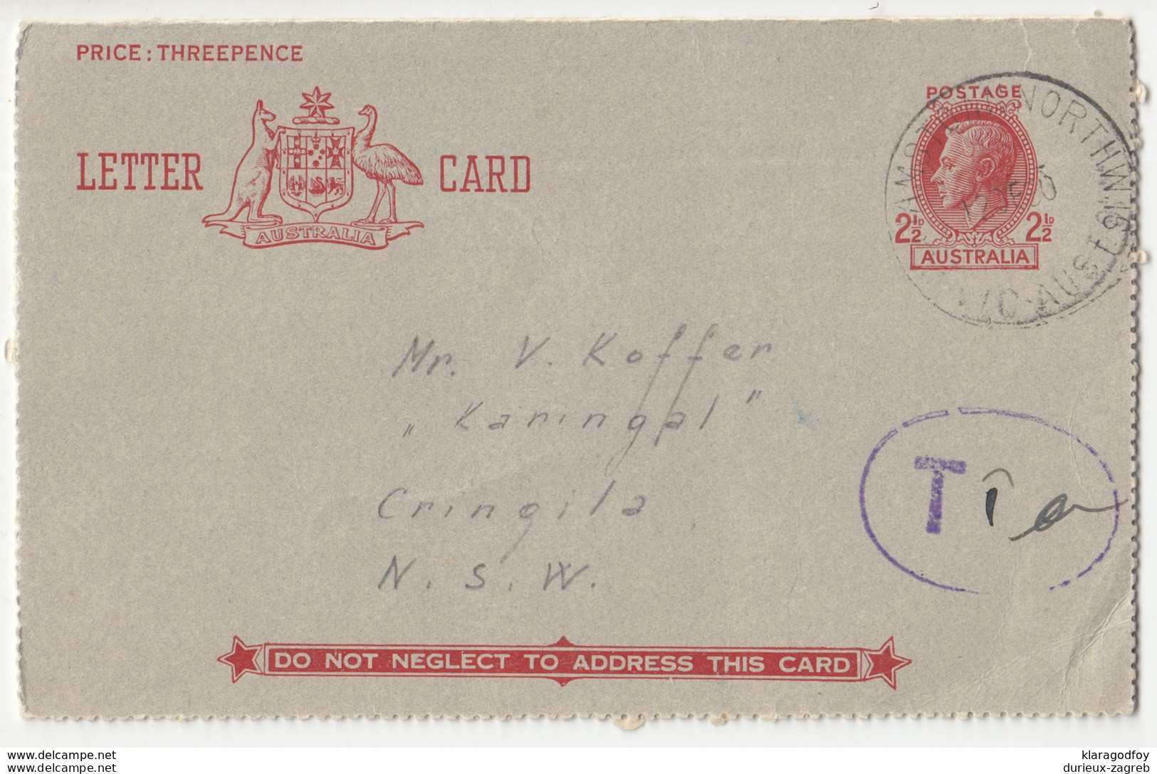 Australia Postal Stationery 4 Letter Cards Posted 1950 B200310 - Postal Stationery