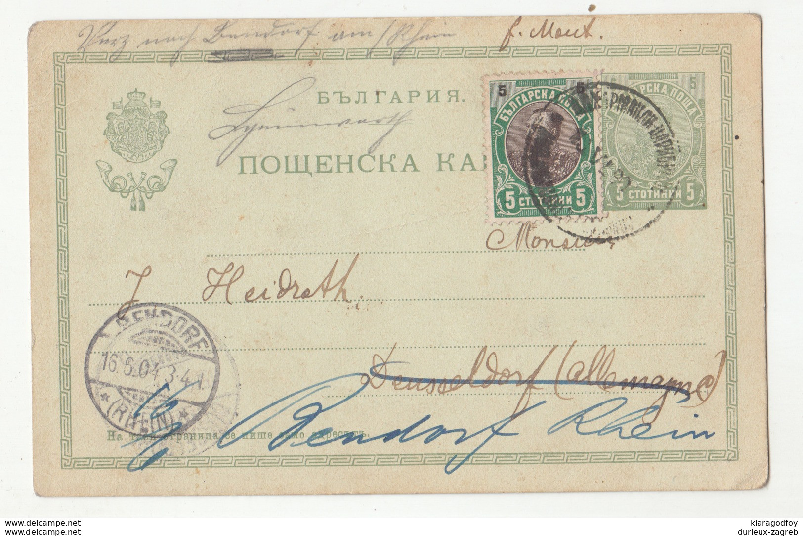 Bulgaria, Postal Stationery Postcard Travelled 1904 To Bendorf B190220 - Cartes Postales