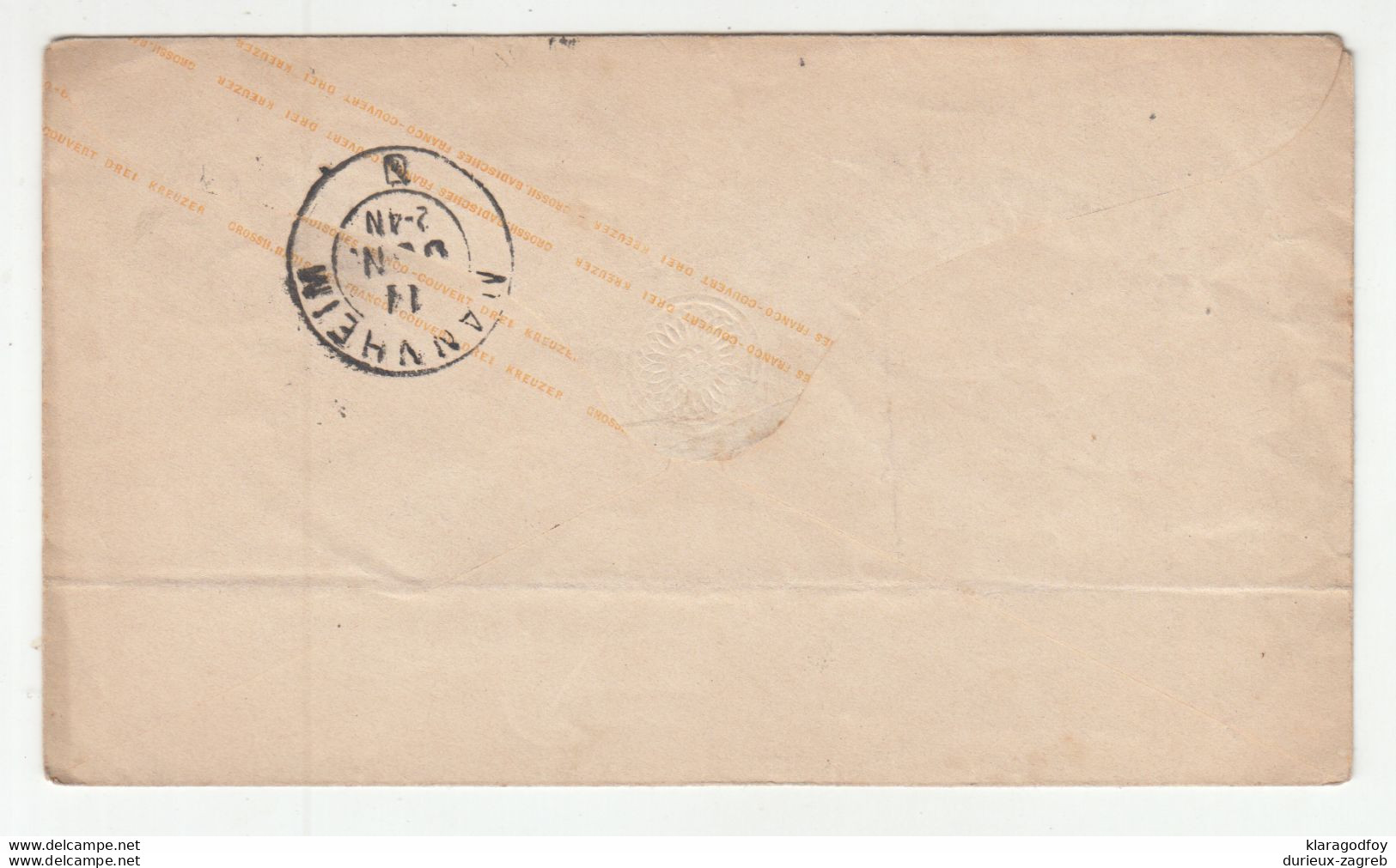 Baden, Postal Stationery Letter Cover Drei Kreuzer Posted 1860's? Mosbach To Mannheim B201001 - Interi Postali