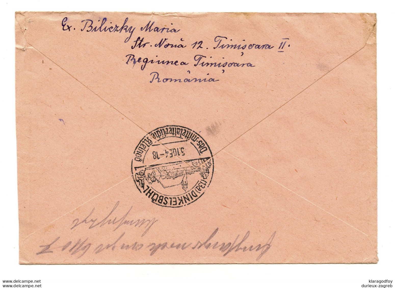 Romania Letter Cover Posted Registered Timisoara (Temisvar) 1954 To Dinkelsbühl (special Postmark) B200915 - Cartas & Documentos