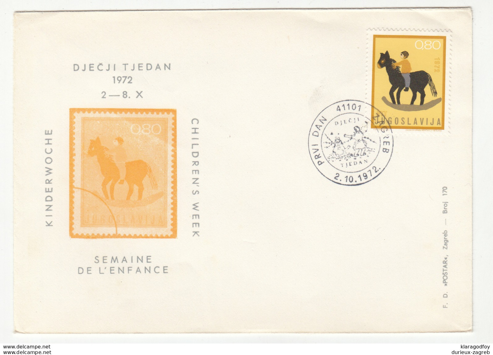 Yugoslavia 1972 Children's Week Special Cover And Postmark B180508 - Brieven En Documenten