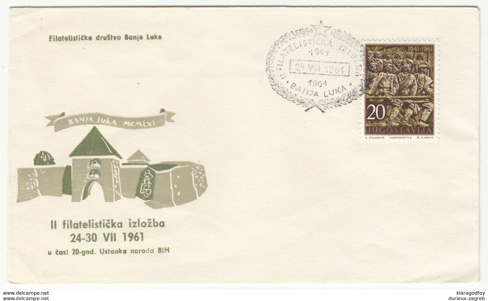 Yugoslavia 1961 Banja Luka Philatelic Exhibition Special Cover And Postmark B180508 - Lettres & Documents