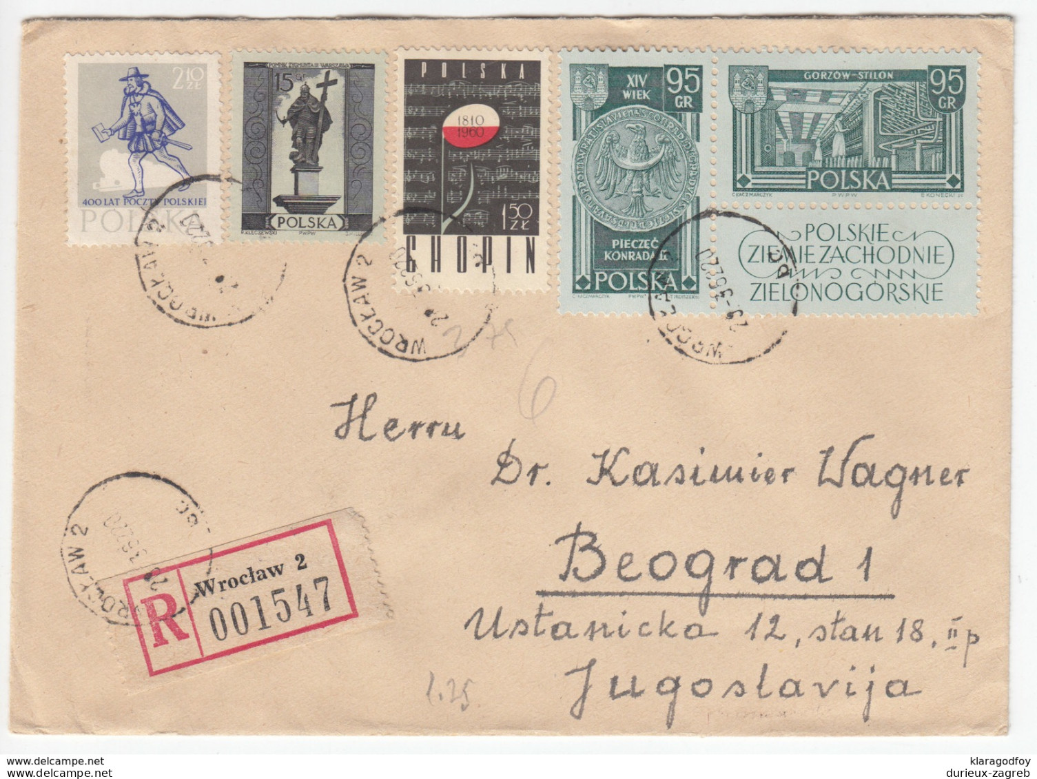 Poland, Letter Cover Registered Travelled 1962 Wroc&#x142;aw To Belgrade B170330 - Briefe U. Dokumente