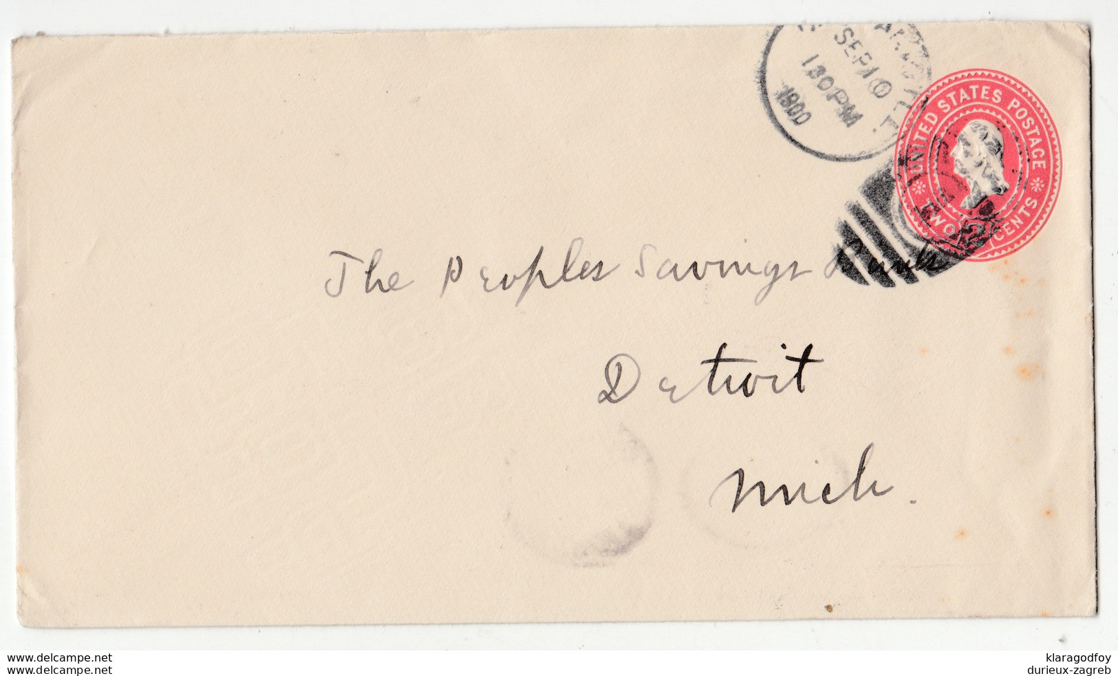 USA, Postal Stationery Letter Cover Travelled 1900 To Detroit B180122 - ...-1900