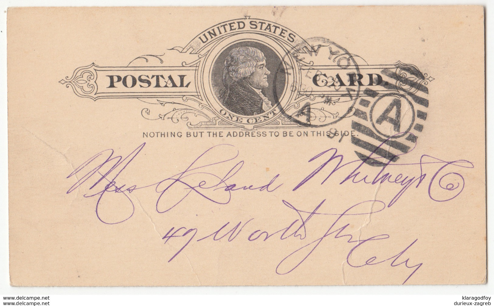 USA, Loeb & Waldheimer, Boy's Clothing Postal Stationery Postcard Travelled 1891? New York Pmk B180122 - ...-1900