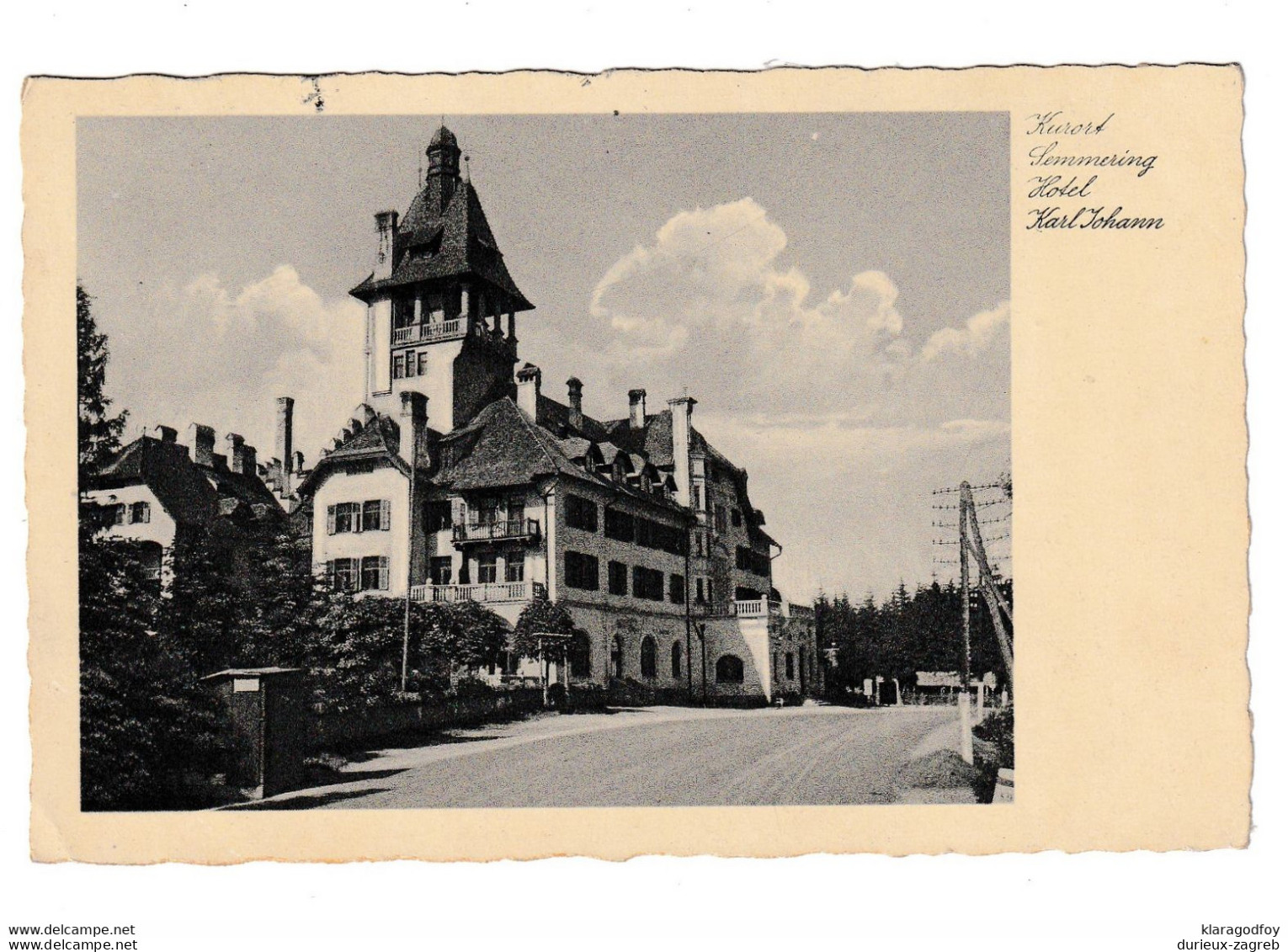 Kurort Semmering Hotel Karl Johann Old Postcard Posted 1937 To Belgrad B210112 - Semmering