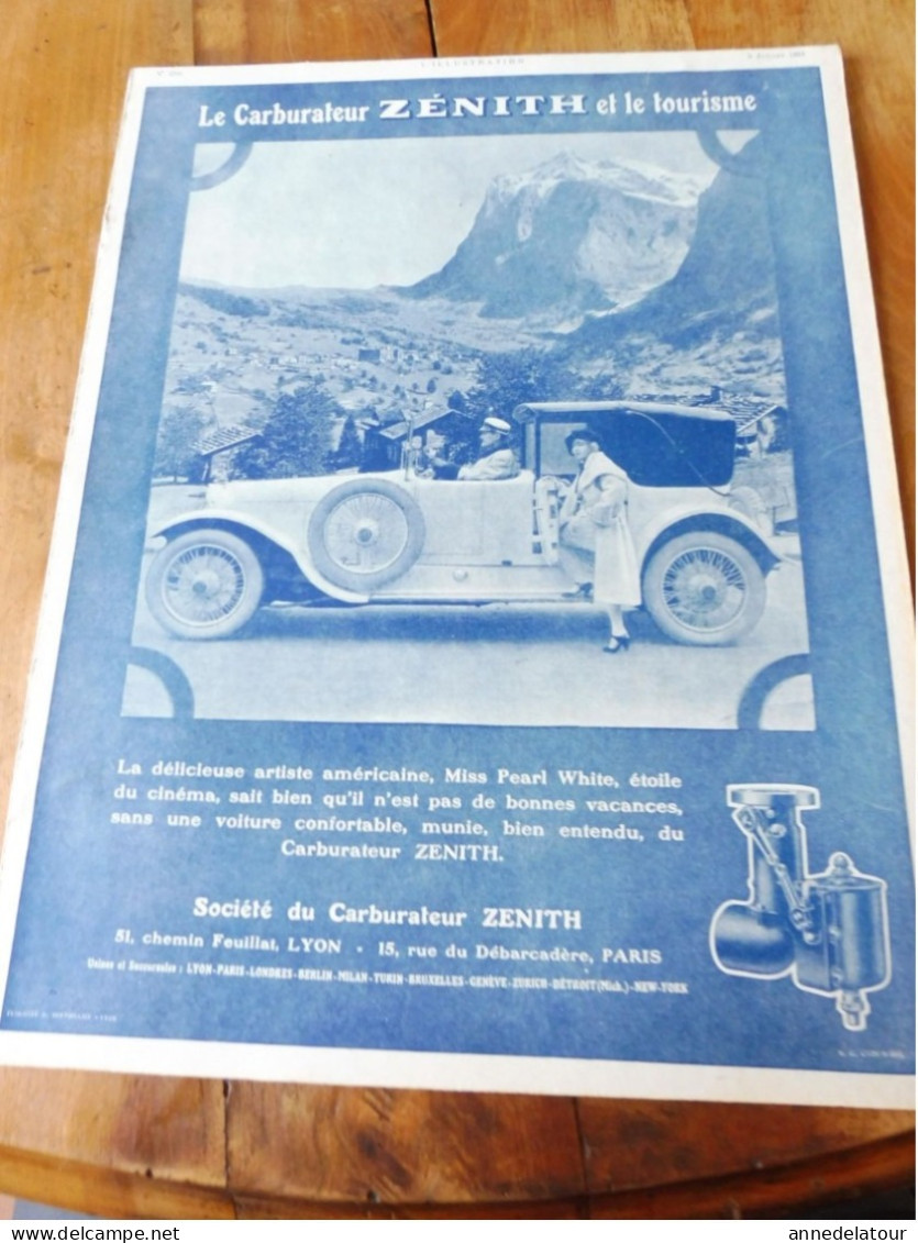 Miss PEARL WHITE  Et Sa Voiture     Affiche Publicitaire Originale De 1924   Dim. 38x 29cm - Carburateur ZENITH - Plaques En Carton