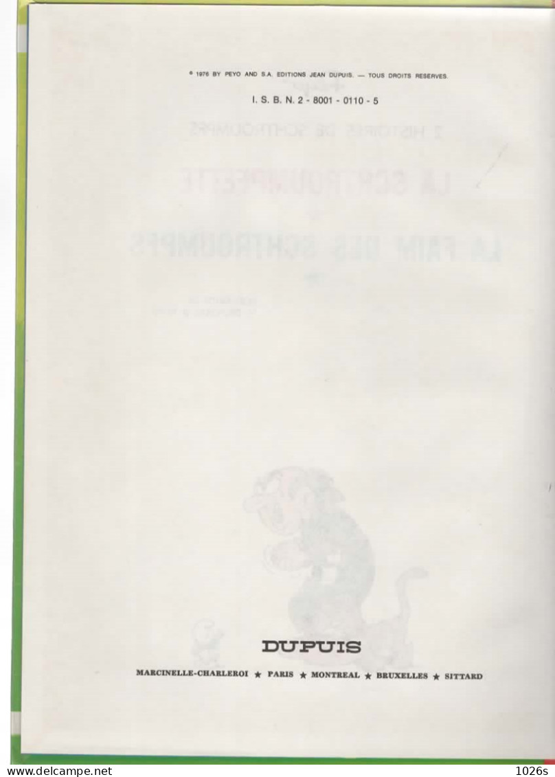 B.D.LA SCHTROUMPFETTE  &  LA FAIM DES SCHTROUMPFS  - 1976 - Schtroumpfs, Les