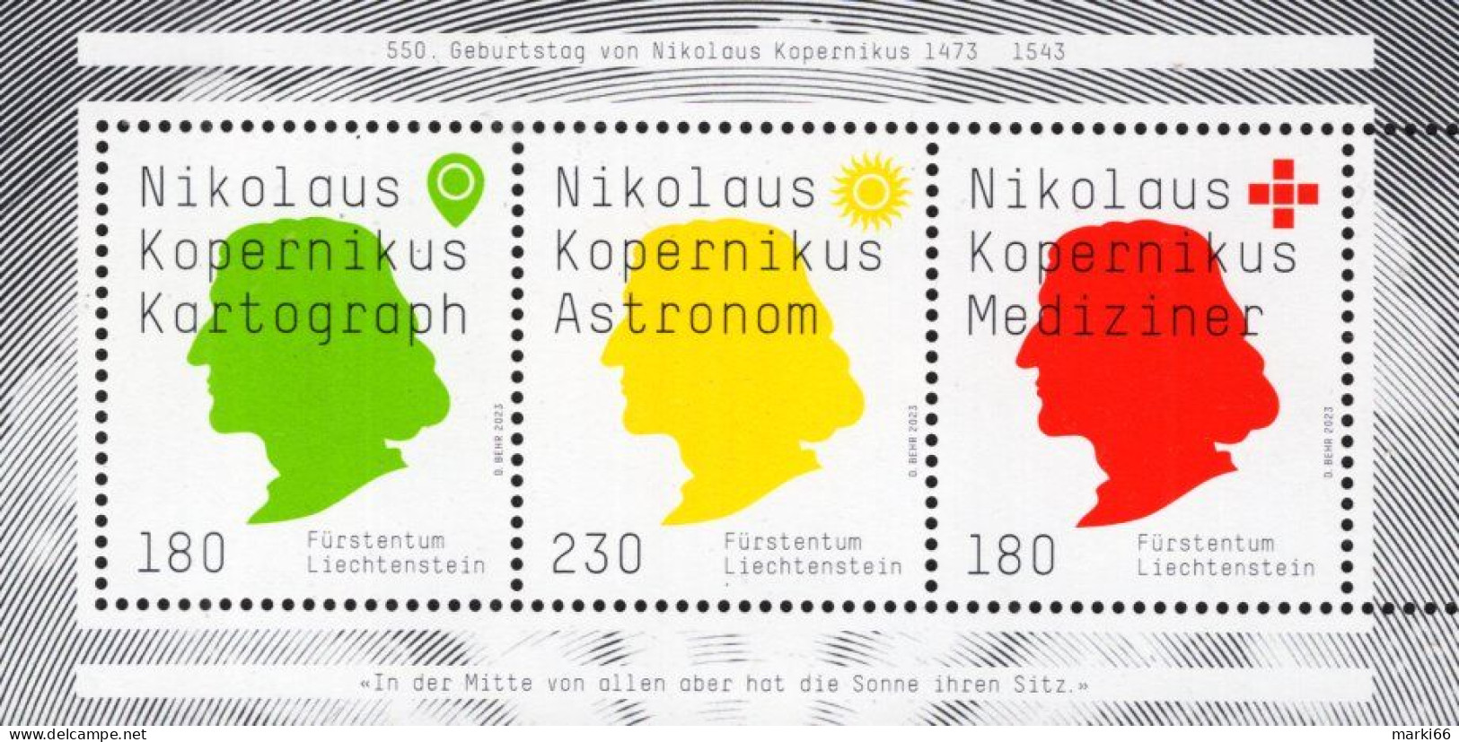 Liechtenstein - 2023 - Nicolaus Copernicus - 550th Birth Anniversary - Mint Souvenir Sheet - Neufs