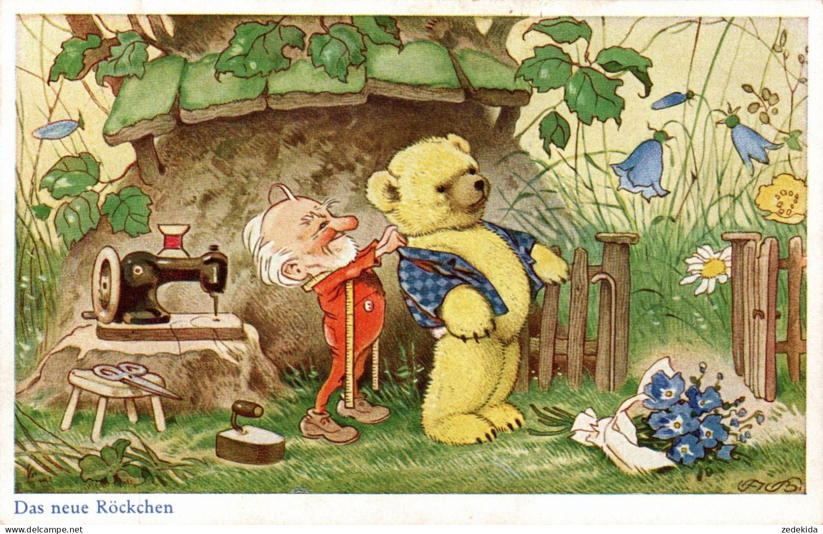 D4331 - TOP Fritz Baumgarten - Zwerg Heinzelmännchen Teddy - Das Neue Röckchen - Verlag Oppel & Hess - Baumgarten, F.