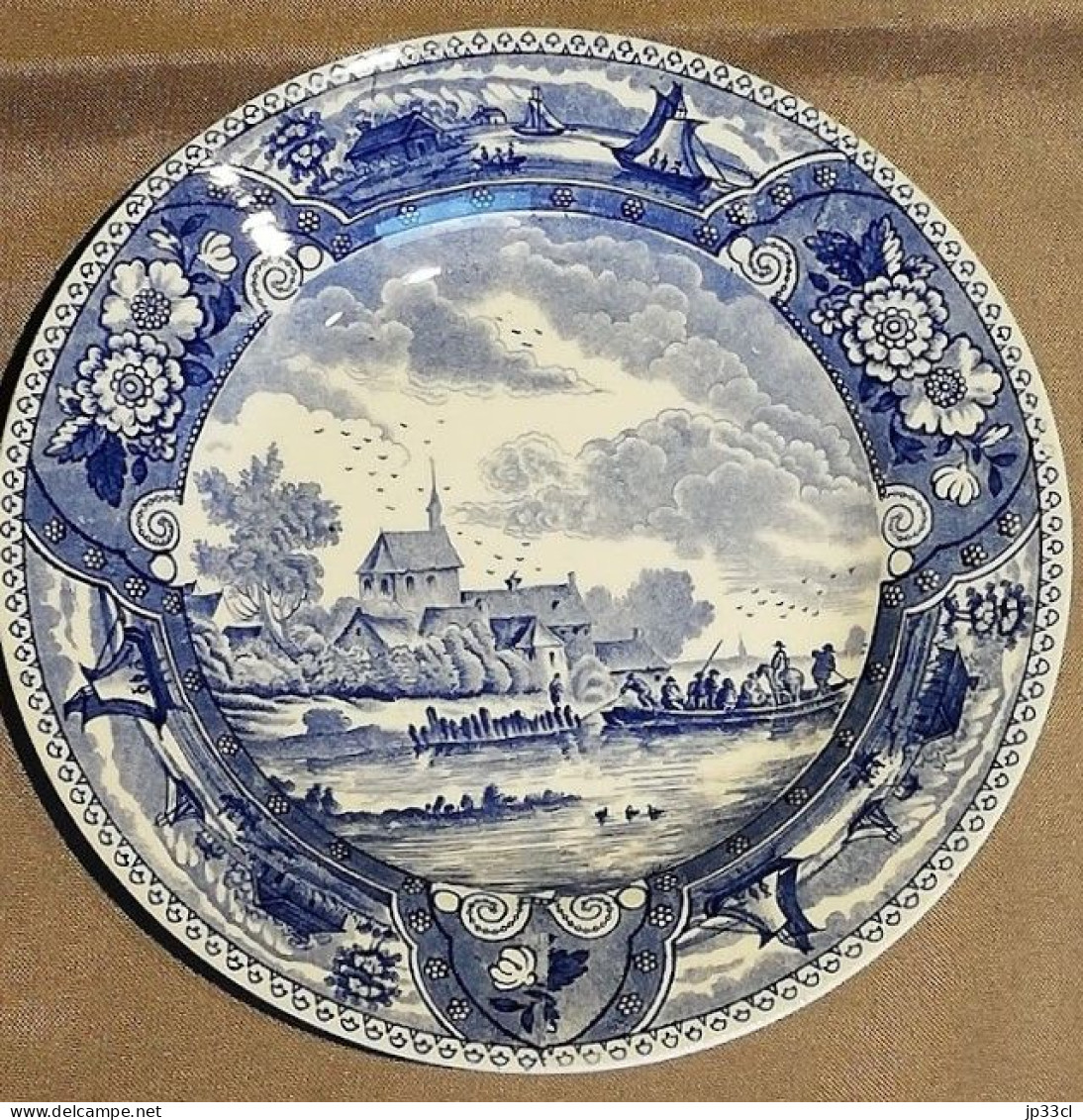 Lot De 3 Assiettes à Dessert Boch "Navire" (Style Delft) Toutes Différentes - Boch (BEL)