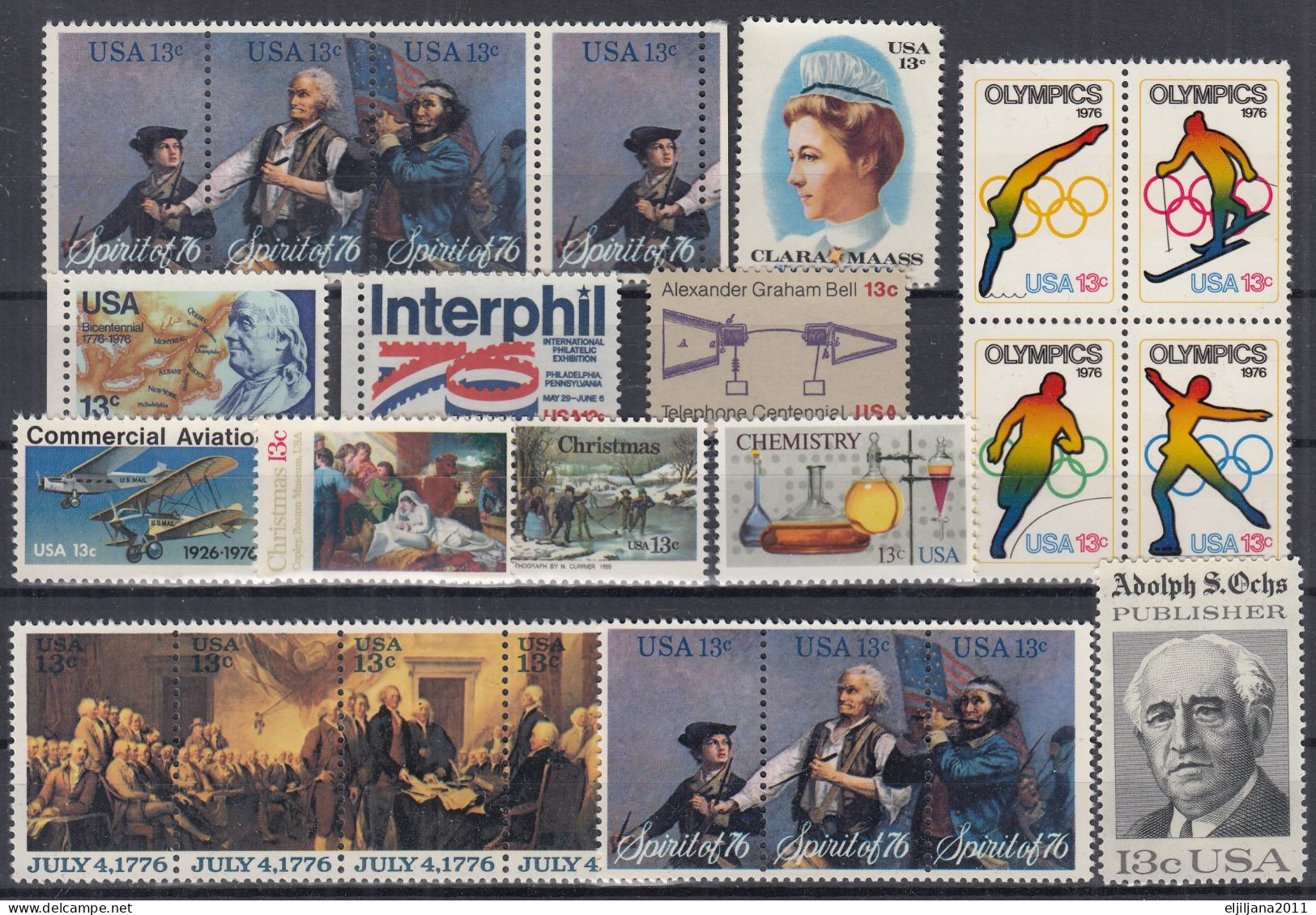 SALE !! 50 % OFF !! ⁕ USA 1976 Year Set ⁕ Collection Of Commemorative Stamps ⁕ 24v MMH - See EROR - Full Years