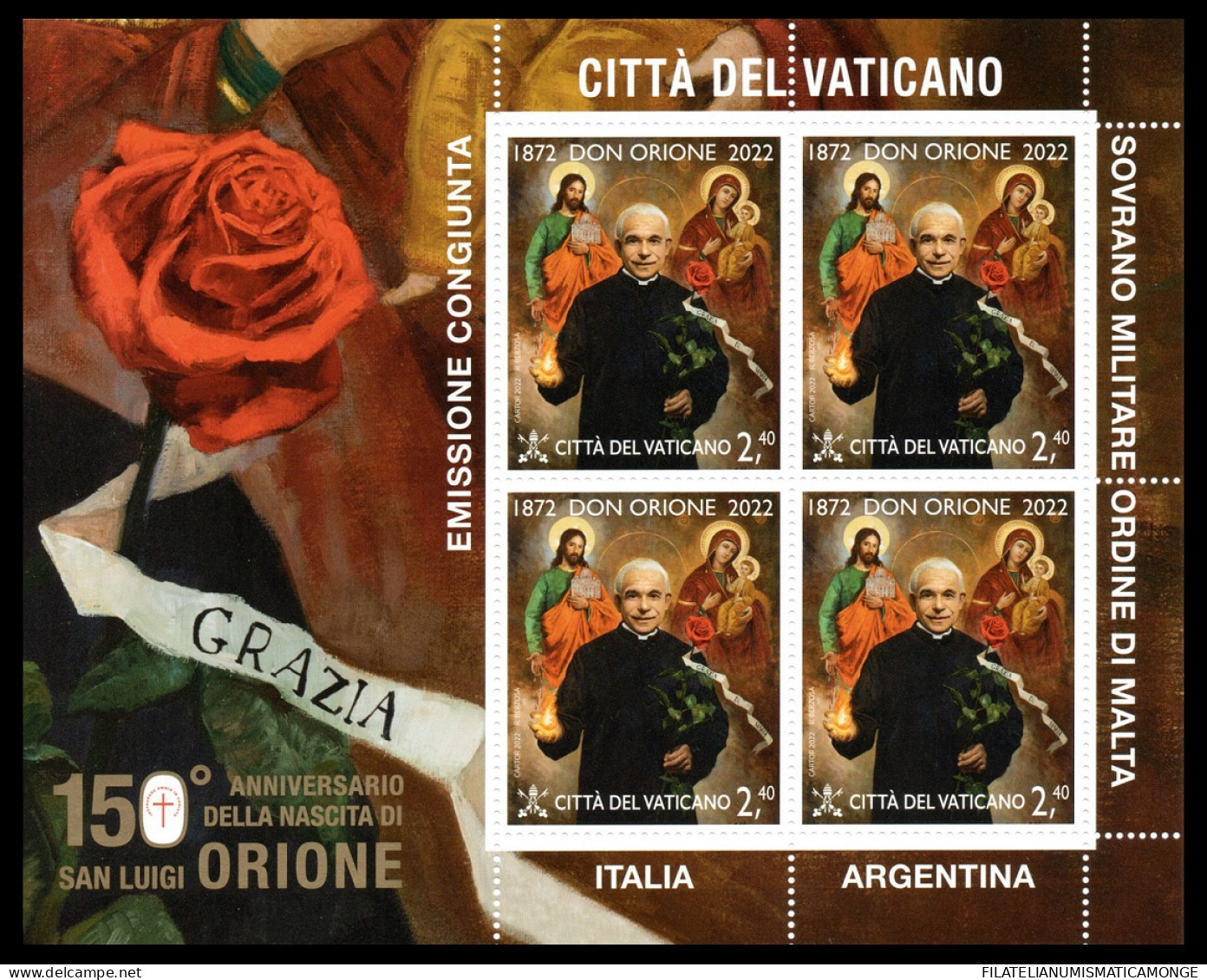 Vaticano 2022 Correo 1910 MH **/MNH San Luigi Orione - Conjunta Con Argentina,  - Ungebraucht