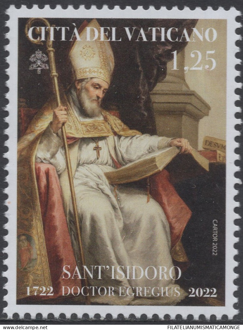 Vaticano 2022 Correo 1922 **/MNH 300 Aniv. Proclamacion De San Isidoro De Sevil - Ongebruikt