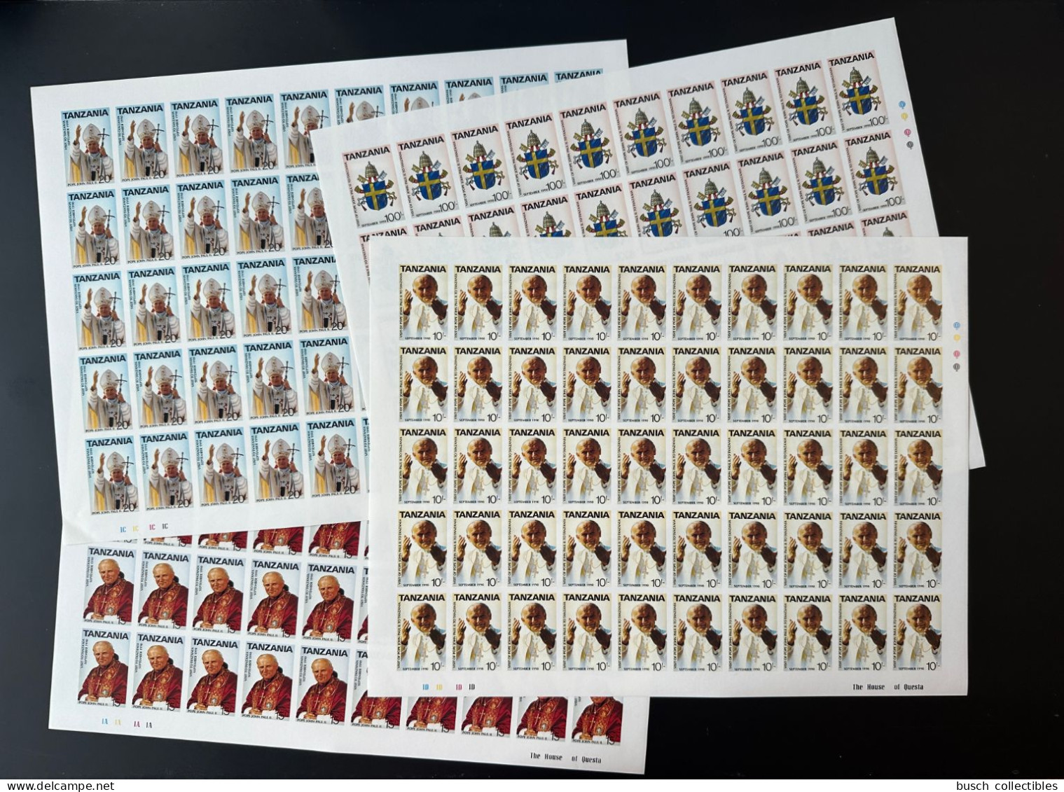 Tanzania 1990 Mi. 694 - 697 ND IMPERF Full Sheet Planche Pape Jean-Paul II Papst Johannes Paul Pope John Paul - Popes