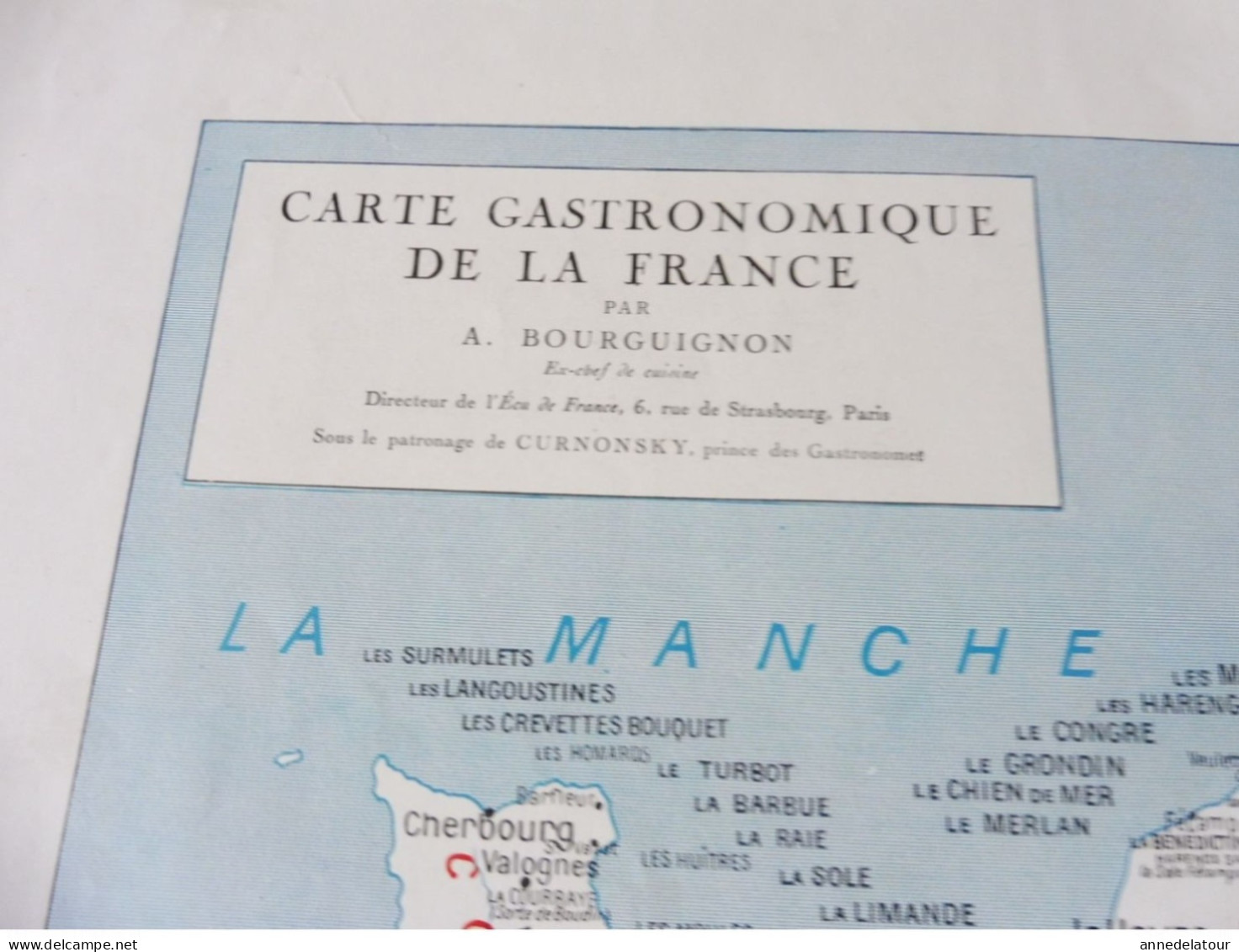 CARTE  GASTRONOMIQUE DE LA FRANCE Par A. Bourguignon ( à Assembler)   Dim. 57 X 38cm   Et  27 X 38cm - Manifesti